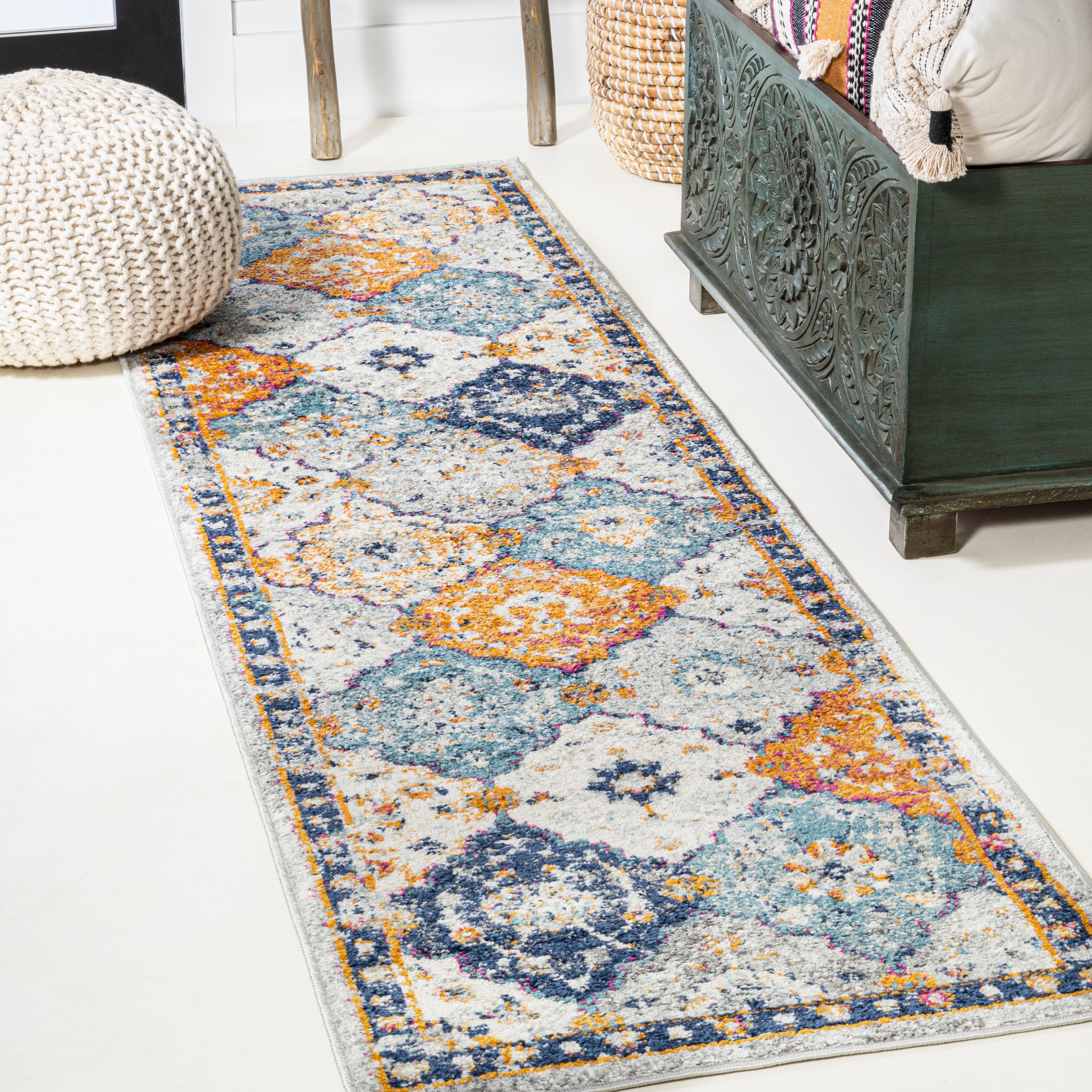 Kirman Bohemian Medallion Runner Rug