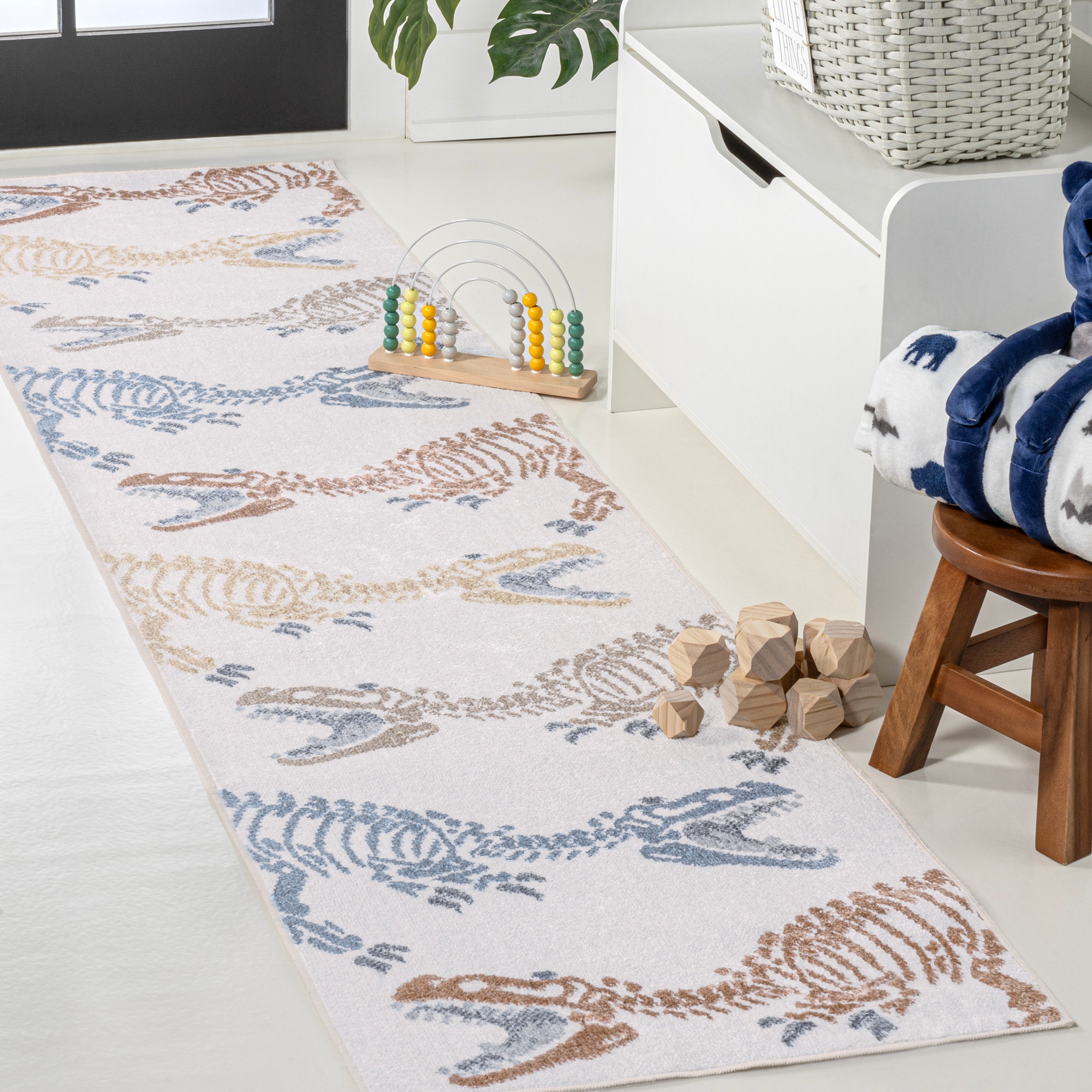 Kingdarr T-Rex Modern Kids Machine-Washable Runner Rug