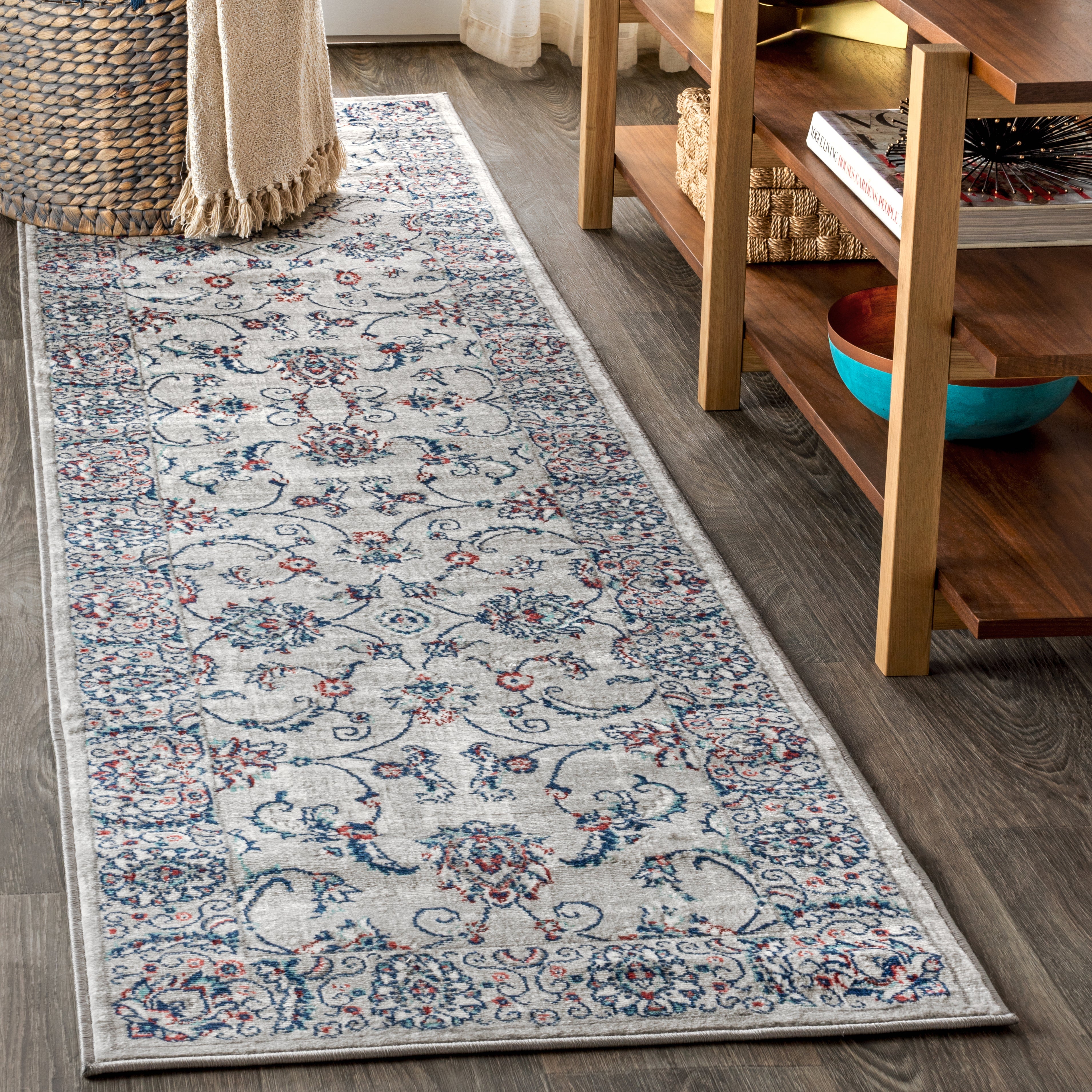 Gray Modern Persian Vintage Runner Rug