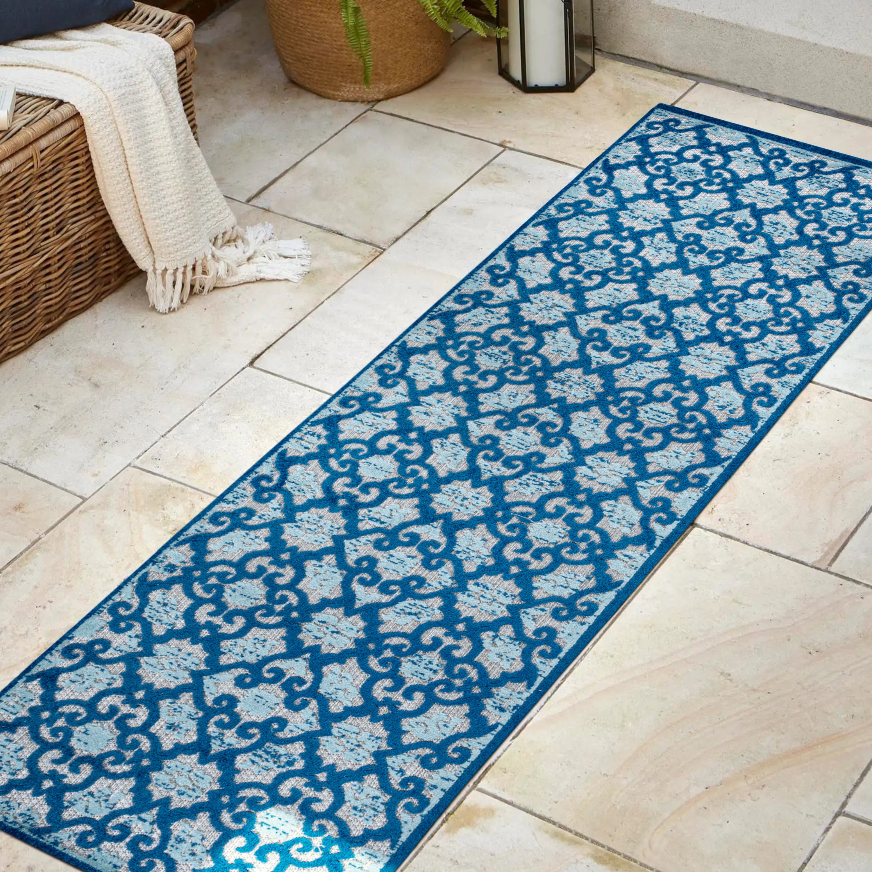 Gallia Tile Trellis High-Low Indoor/Outdoor Runner Rug