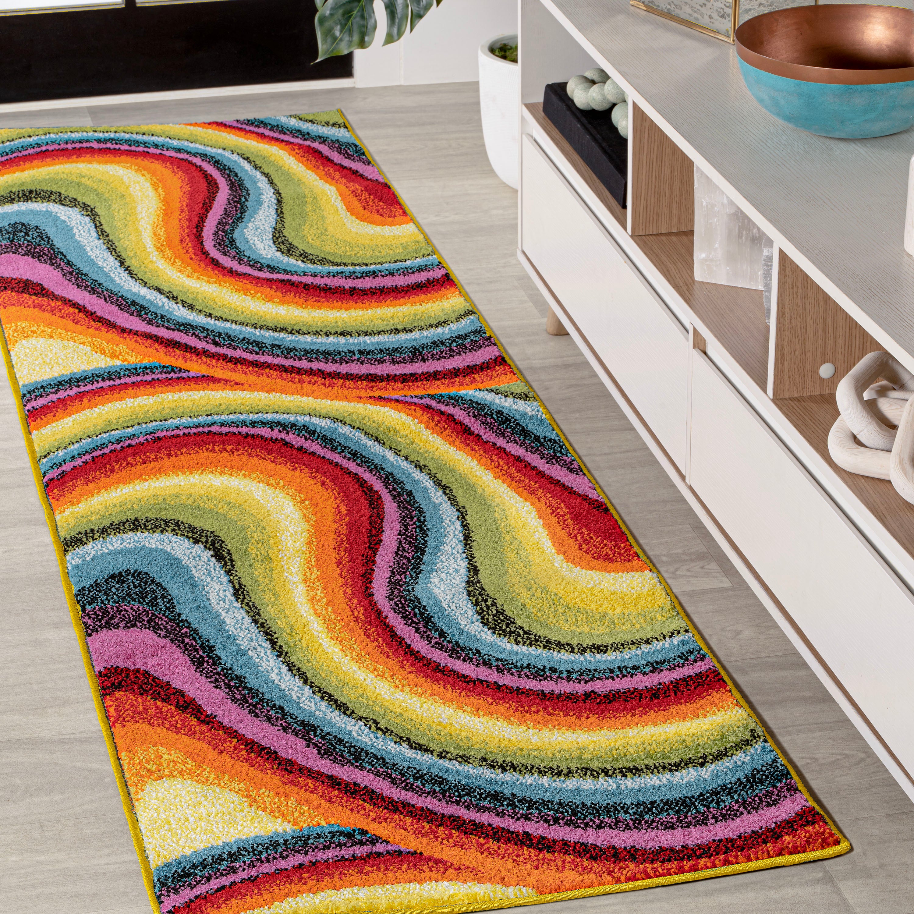 Flow Abstract Swirl Runner Rug