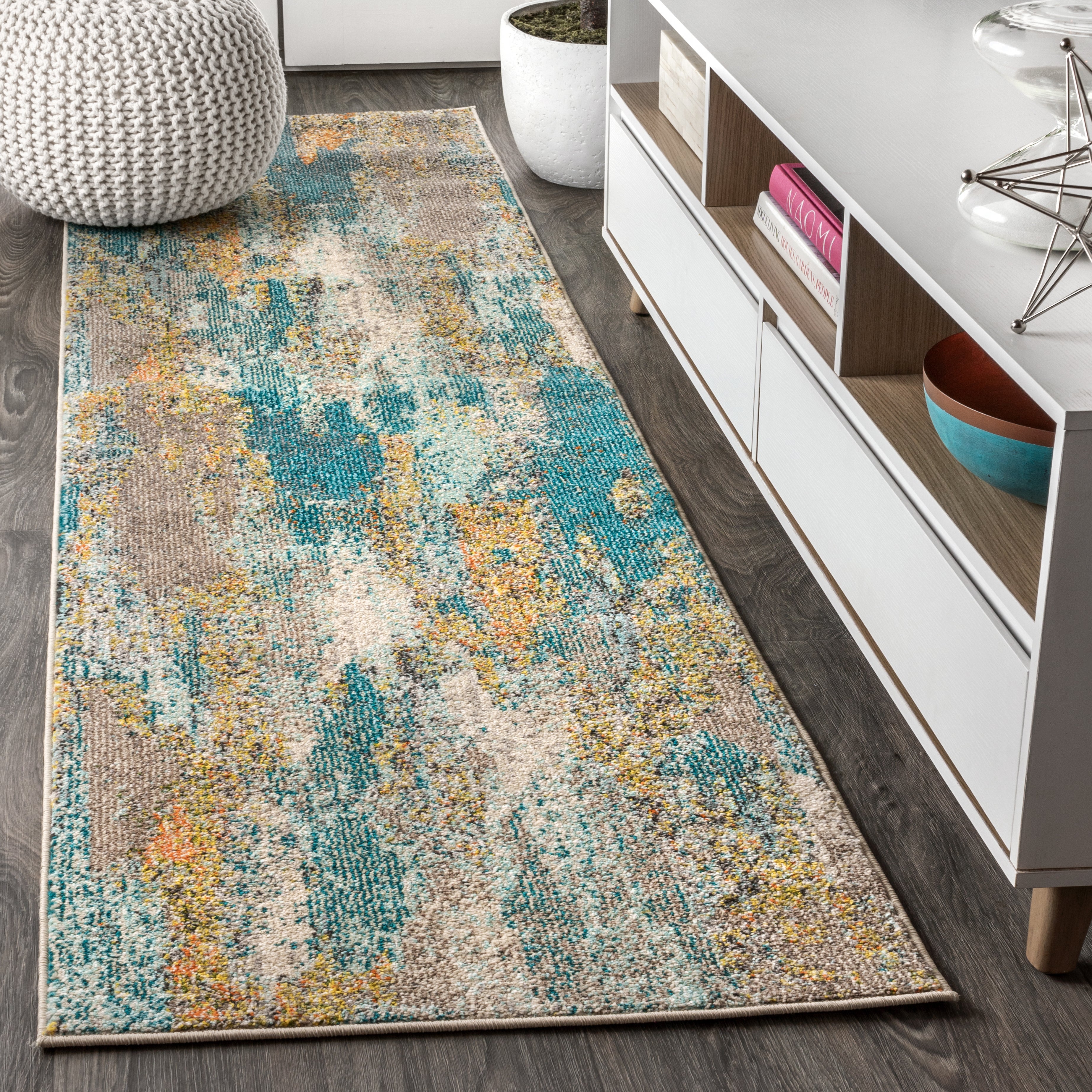 Contemporary POP Modern Abstract Vintage Waterfall Runner Rug