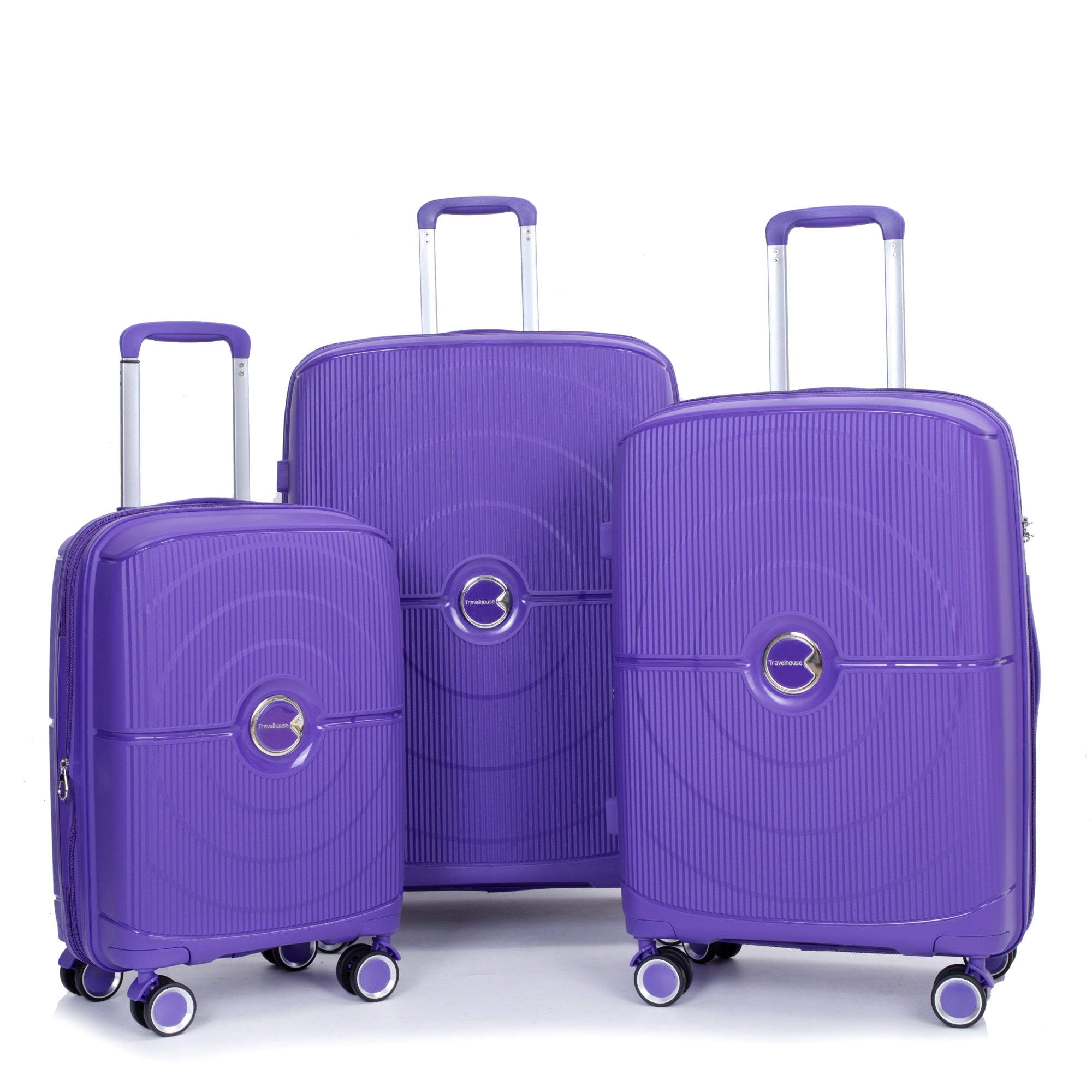 Expandable Hardshell Suitcase Double Spinner Wheels PP Luggage Sets Lightweight Durable Suitcase with TSA Lock,3-Piece Set (20/24/28) , Purple