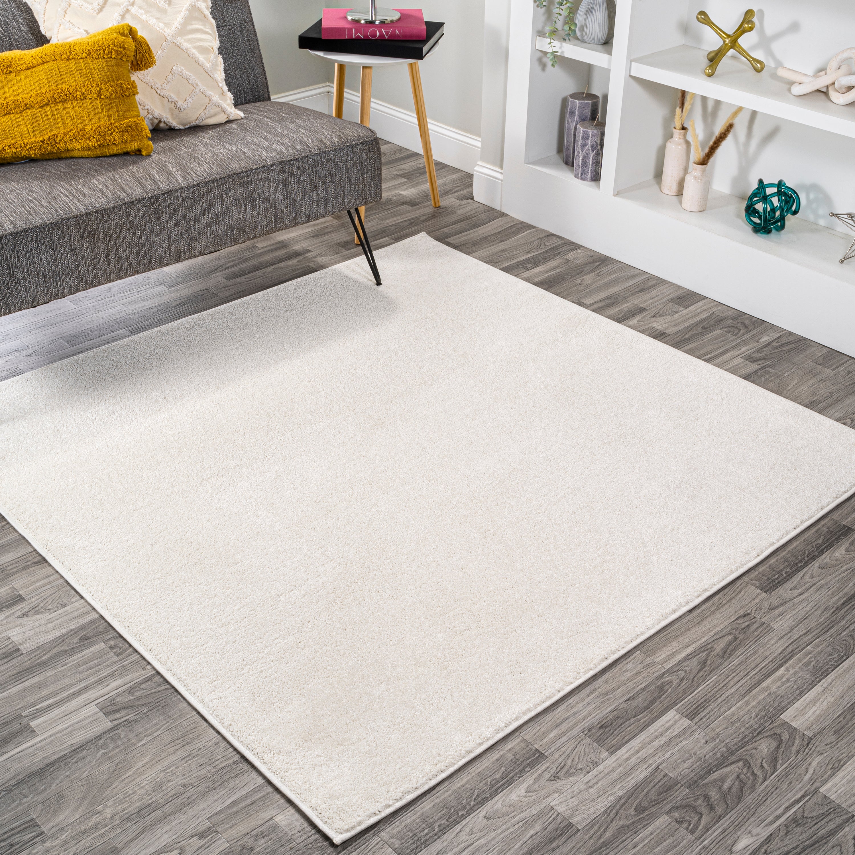 Haze Solid Unique Low-Pile Square Area Rug