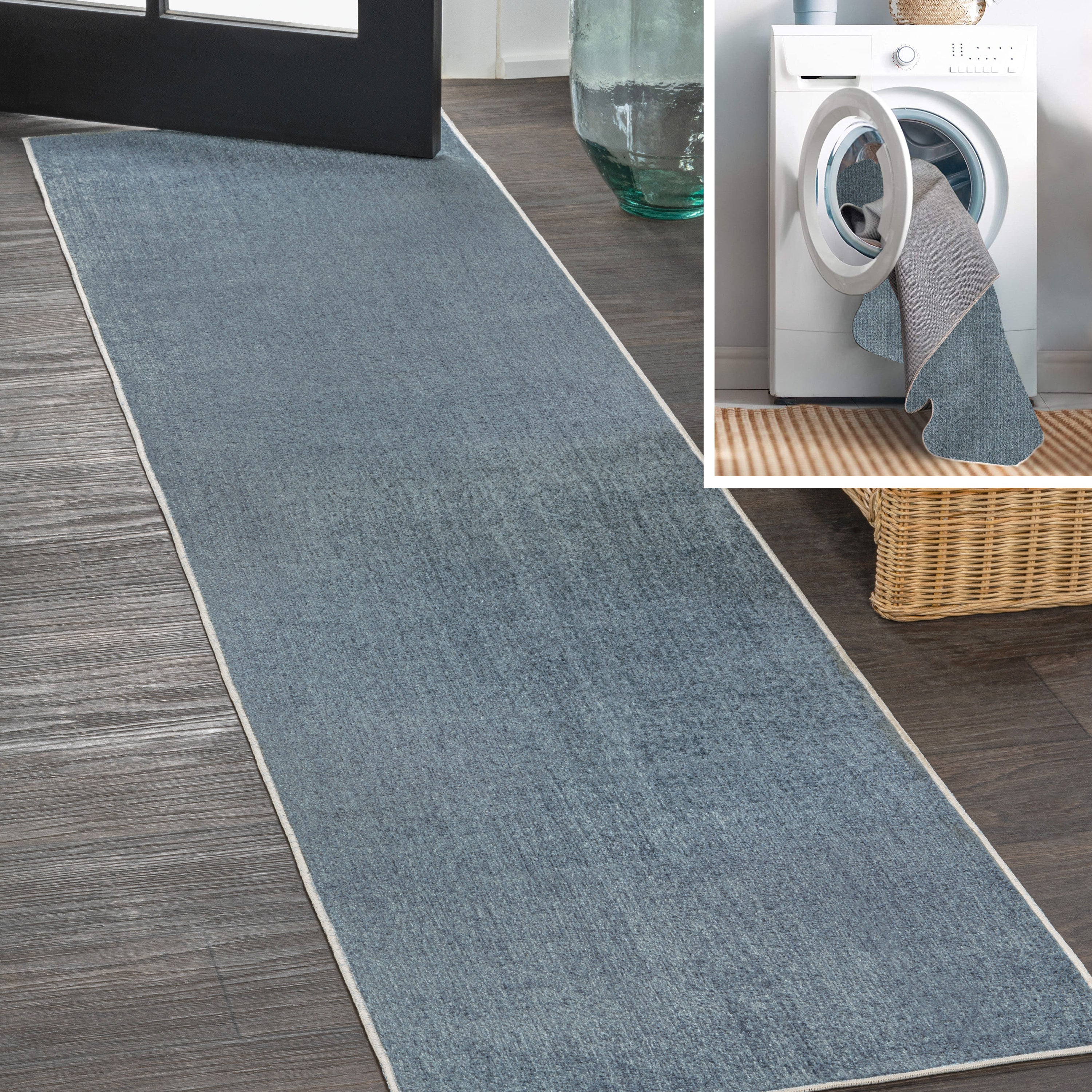 Twyla Classic Solid Low-Pile Machine-Washable Runner Rug