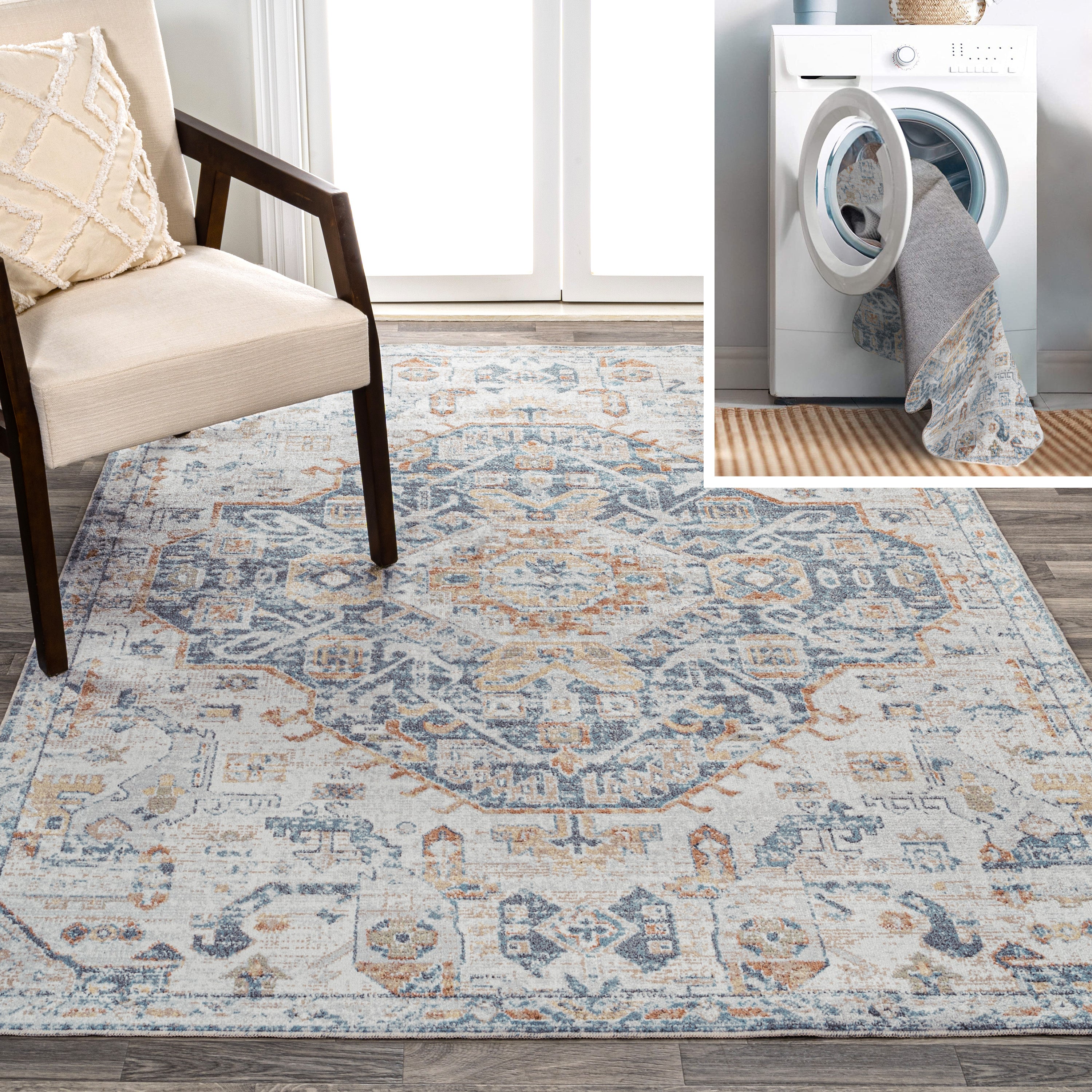 Shaemus Bohemian Medallion Low-Pile Machine-Washable Area Rug