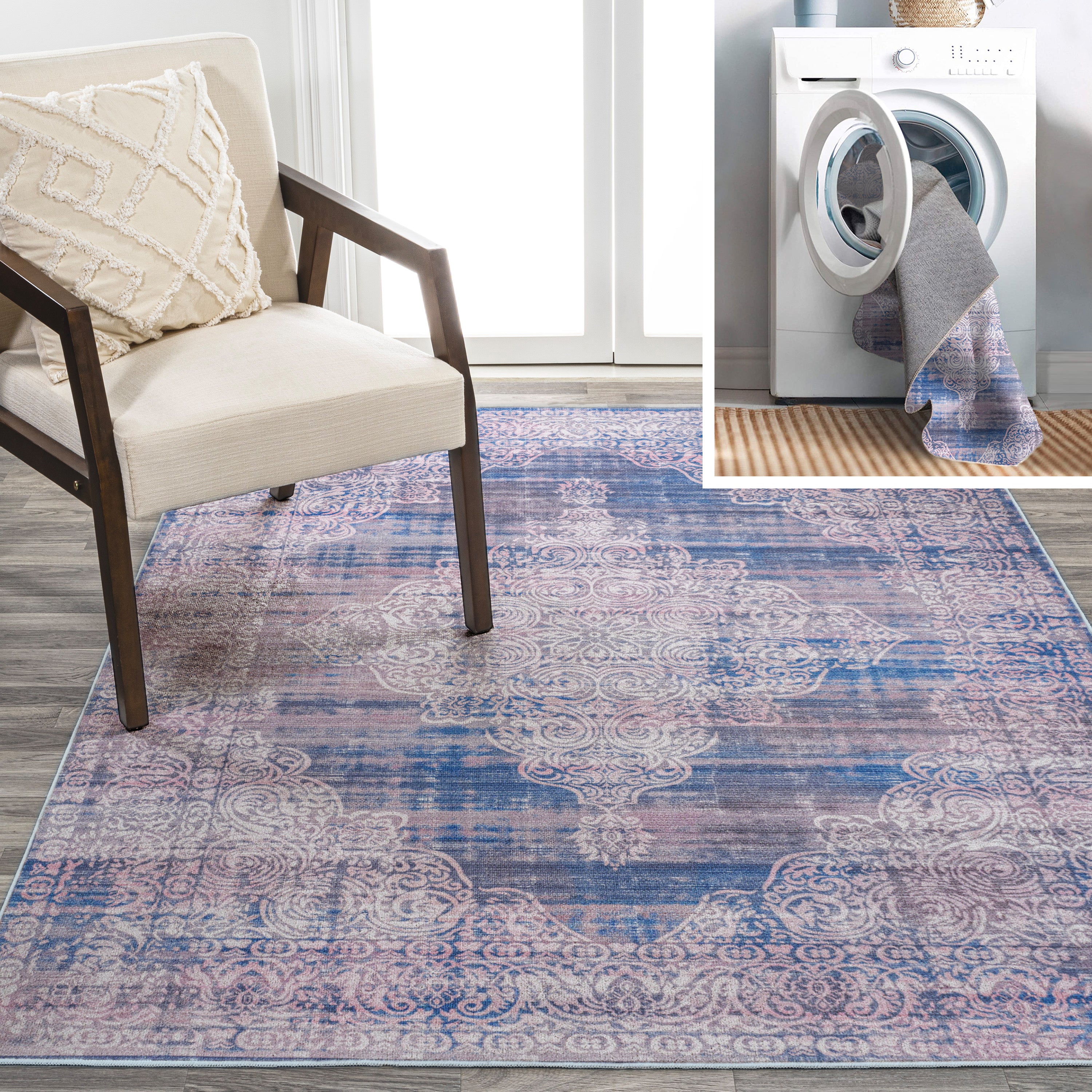 Regis Bohemian Medallion Machine-Washable Area Rug