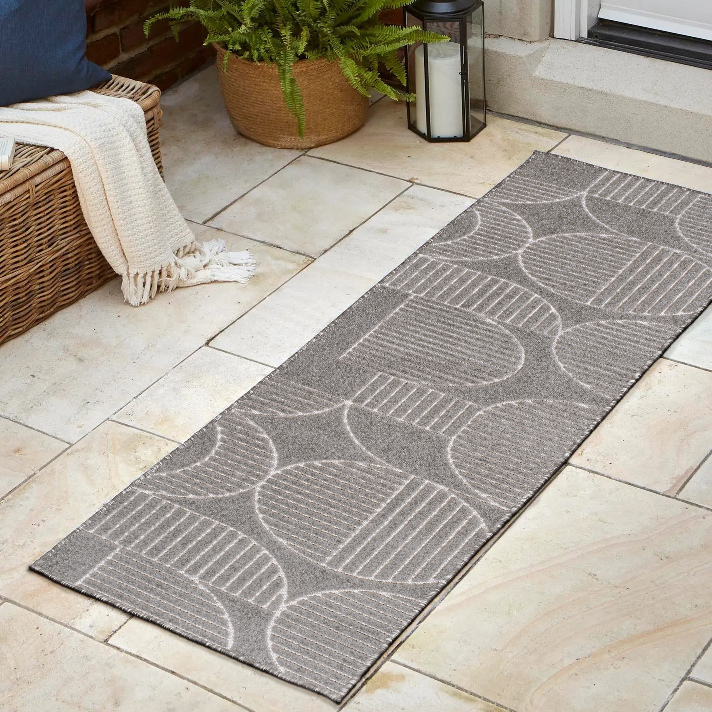 Nordby High-Low Geometric Scandi Striped Indoor/Outdoor Runner Rug