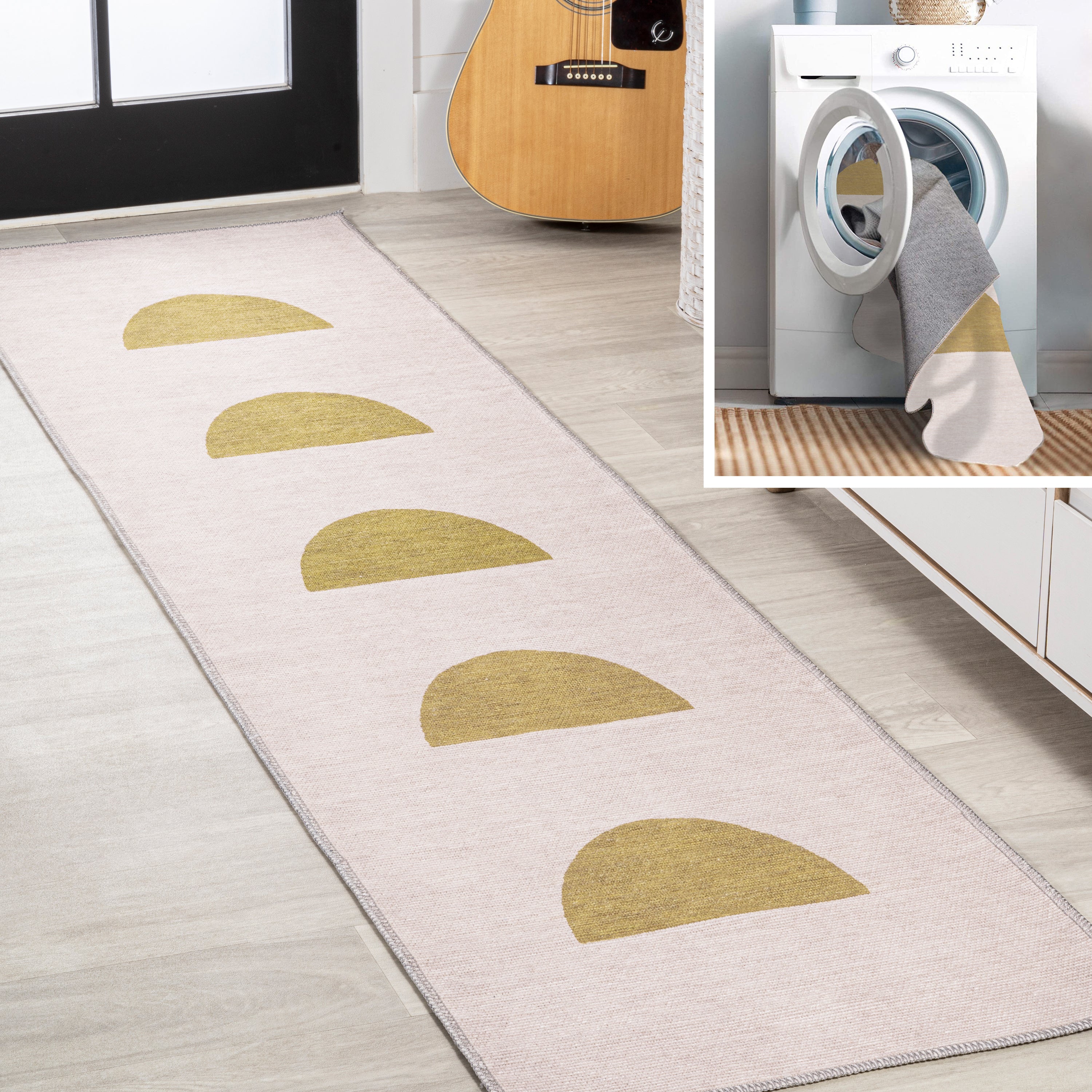 Luola Minimalist Geometric Machine-Washable Runner Rug