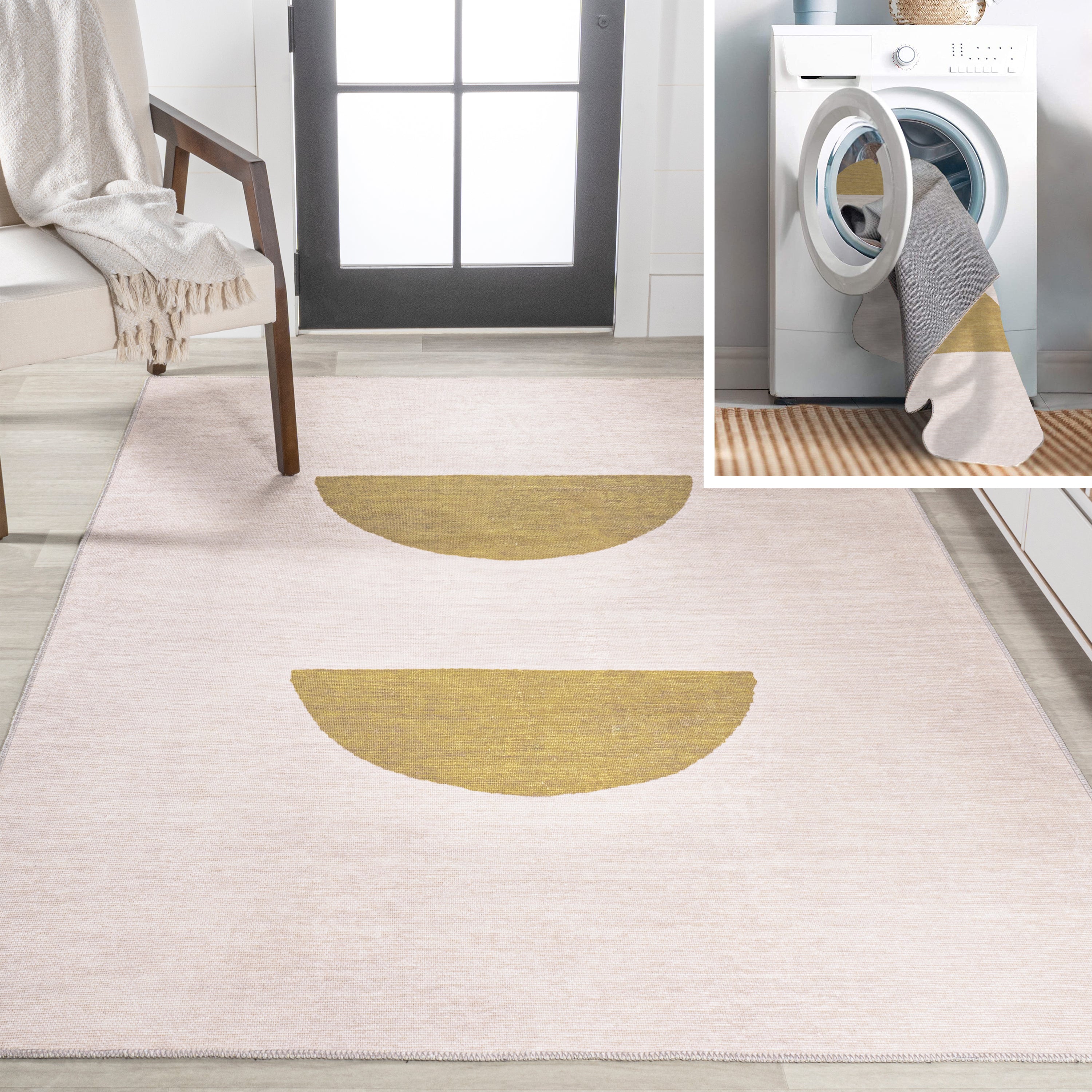 Luola Minimalist Geometric Machine-Washable Area Rug