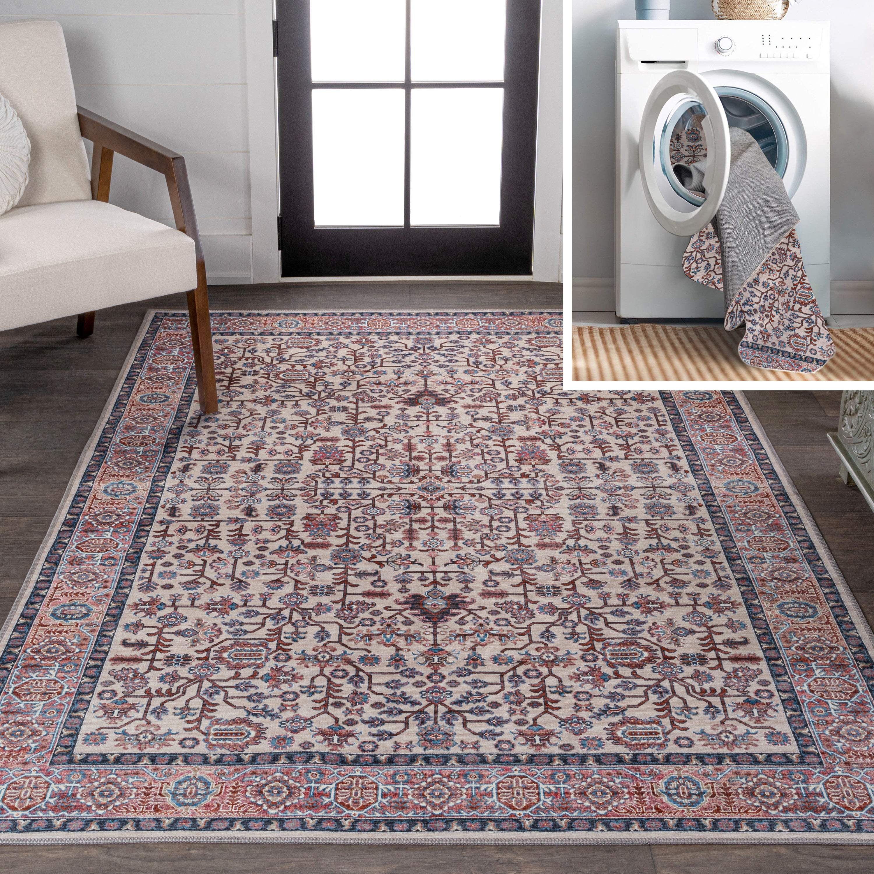 Kemer All-Over Persian Machine-Washable Area Rug