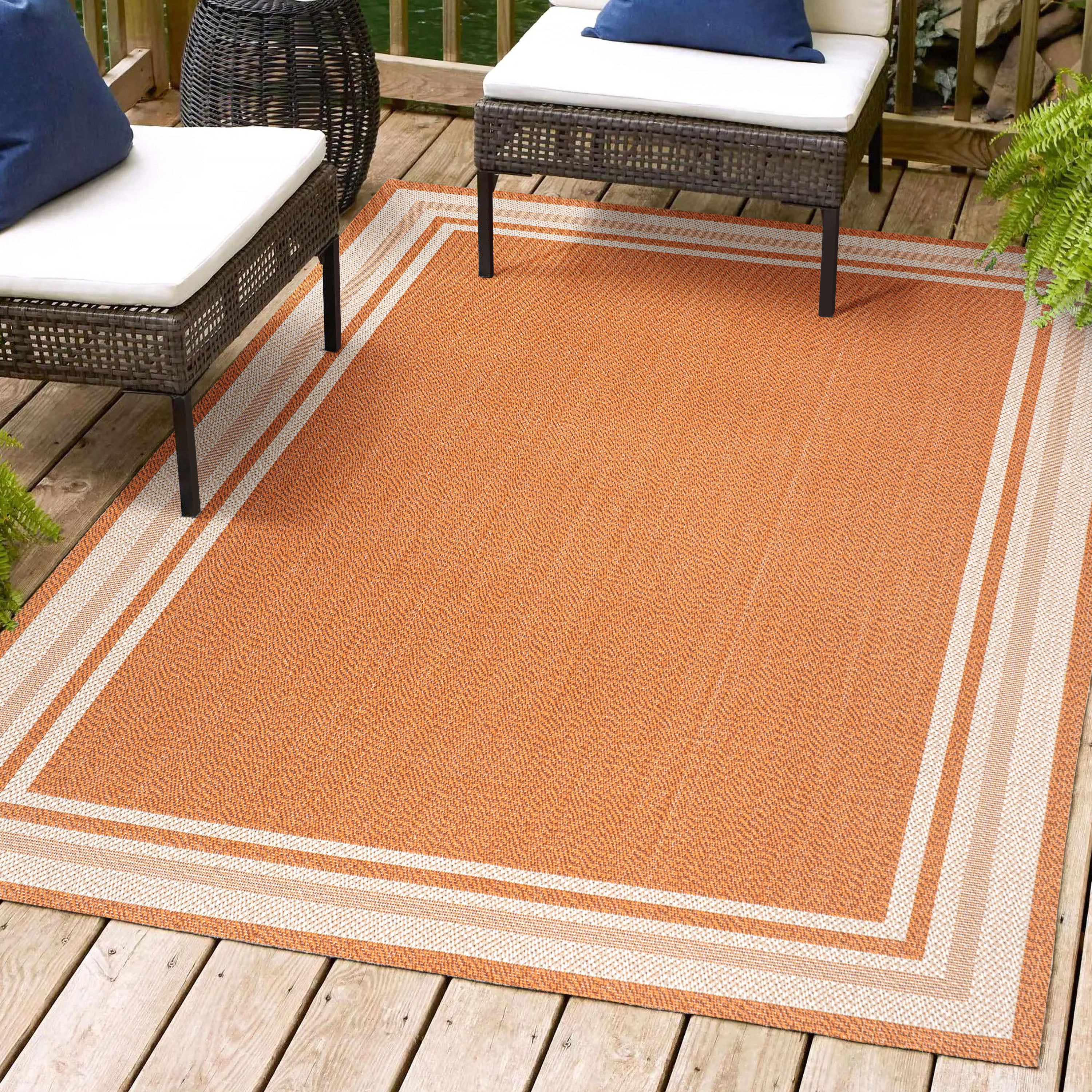 James Modern Border Stripe Indoor/Outdoor Area Rug