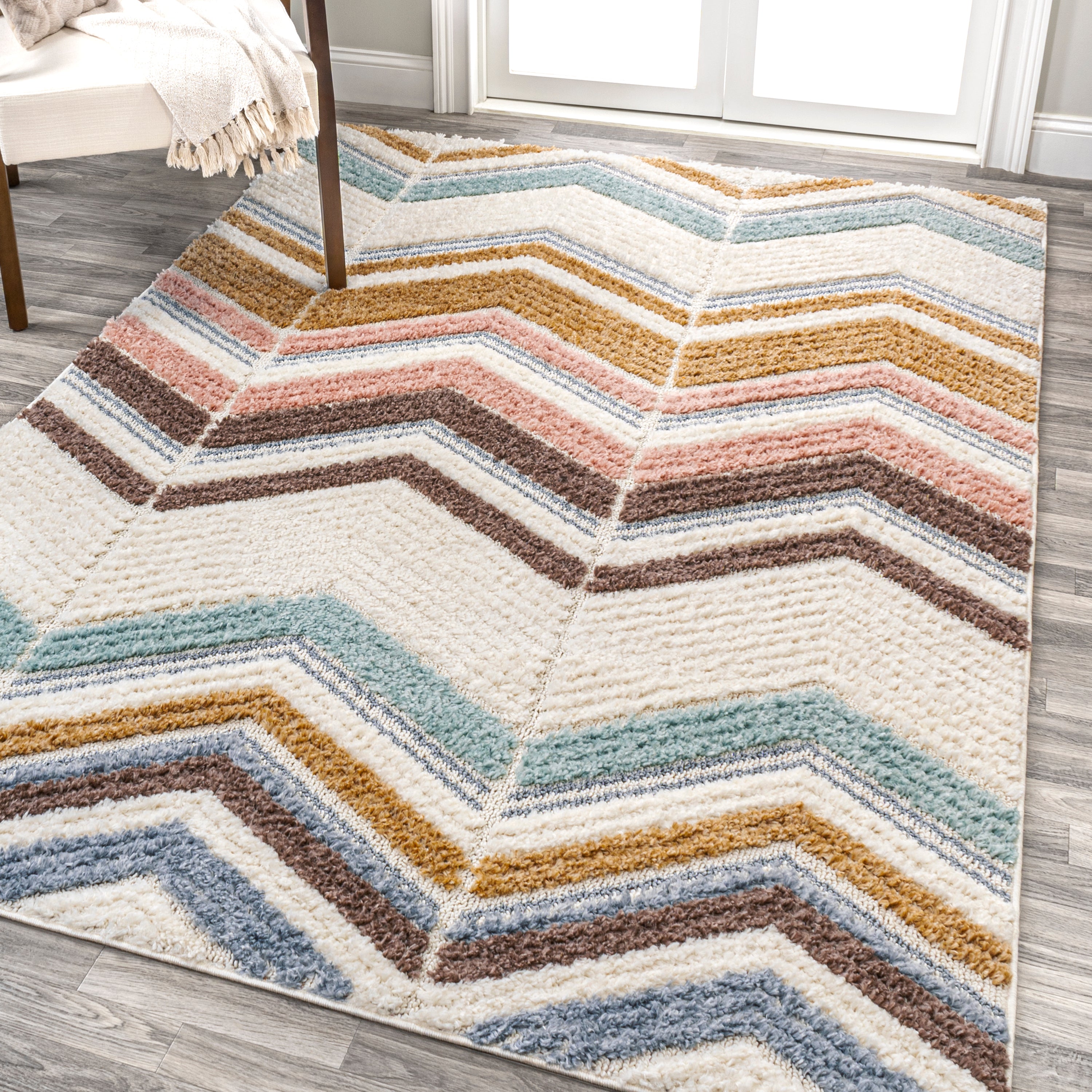 Elin Chevron High-Low Area Rug