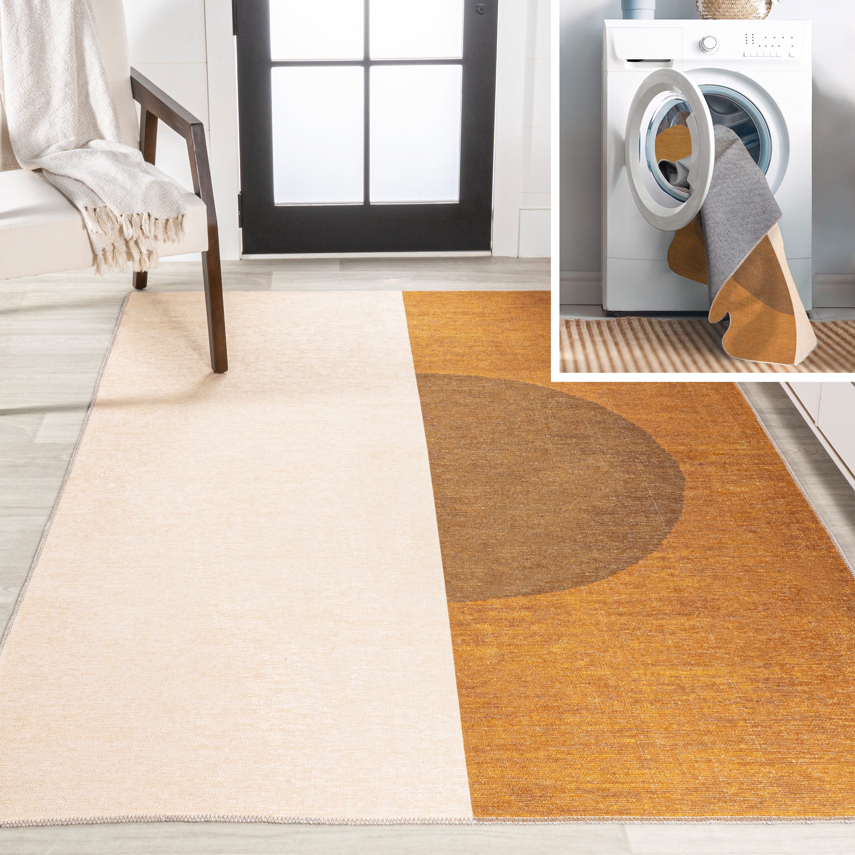 Demie Minimalist Graphic Circle Machine-Washable Area Rug