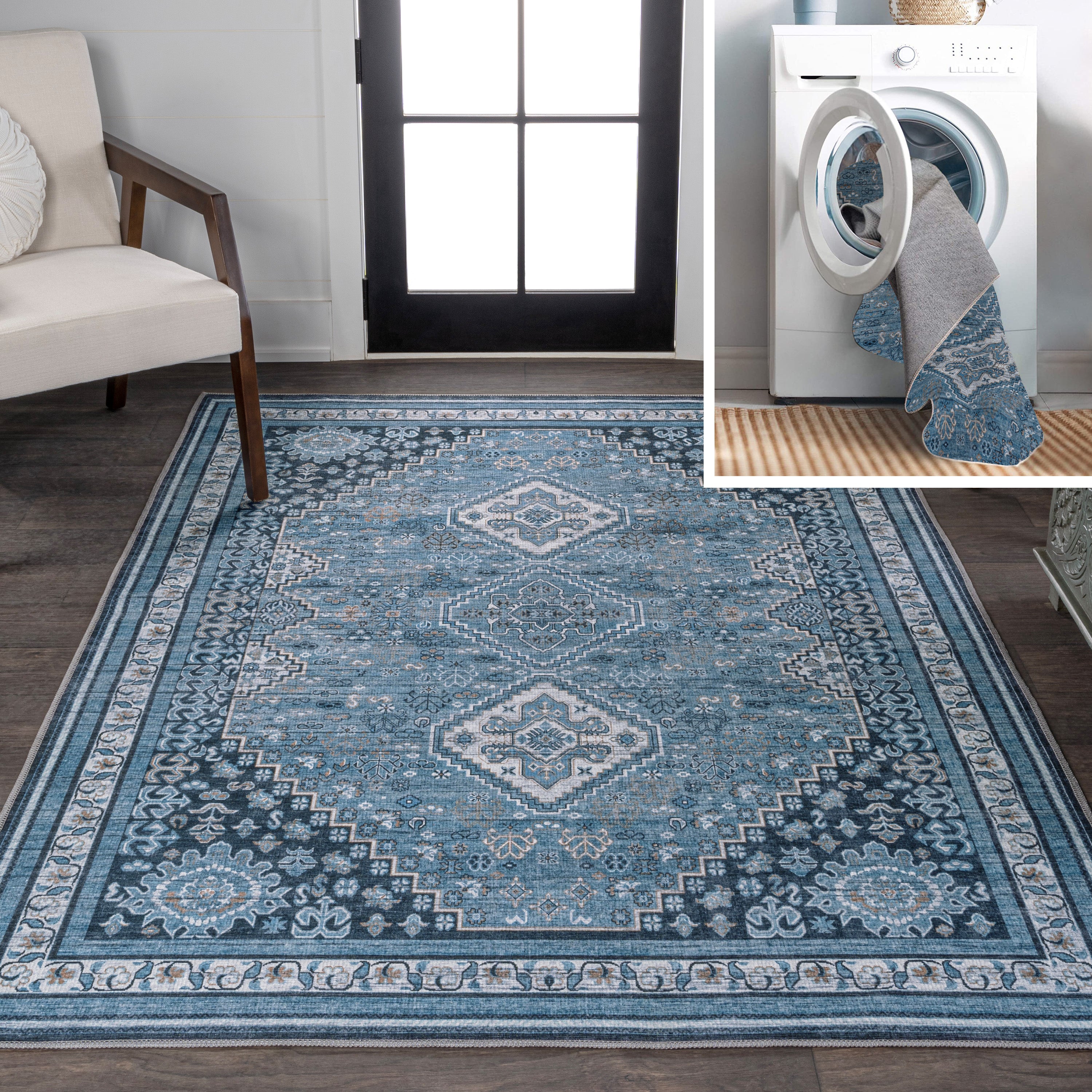 Dalyan Geometric Medallions Machine-Washable Area Rug