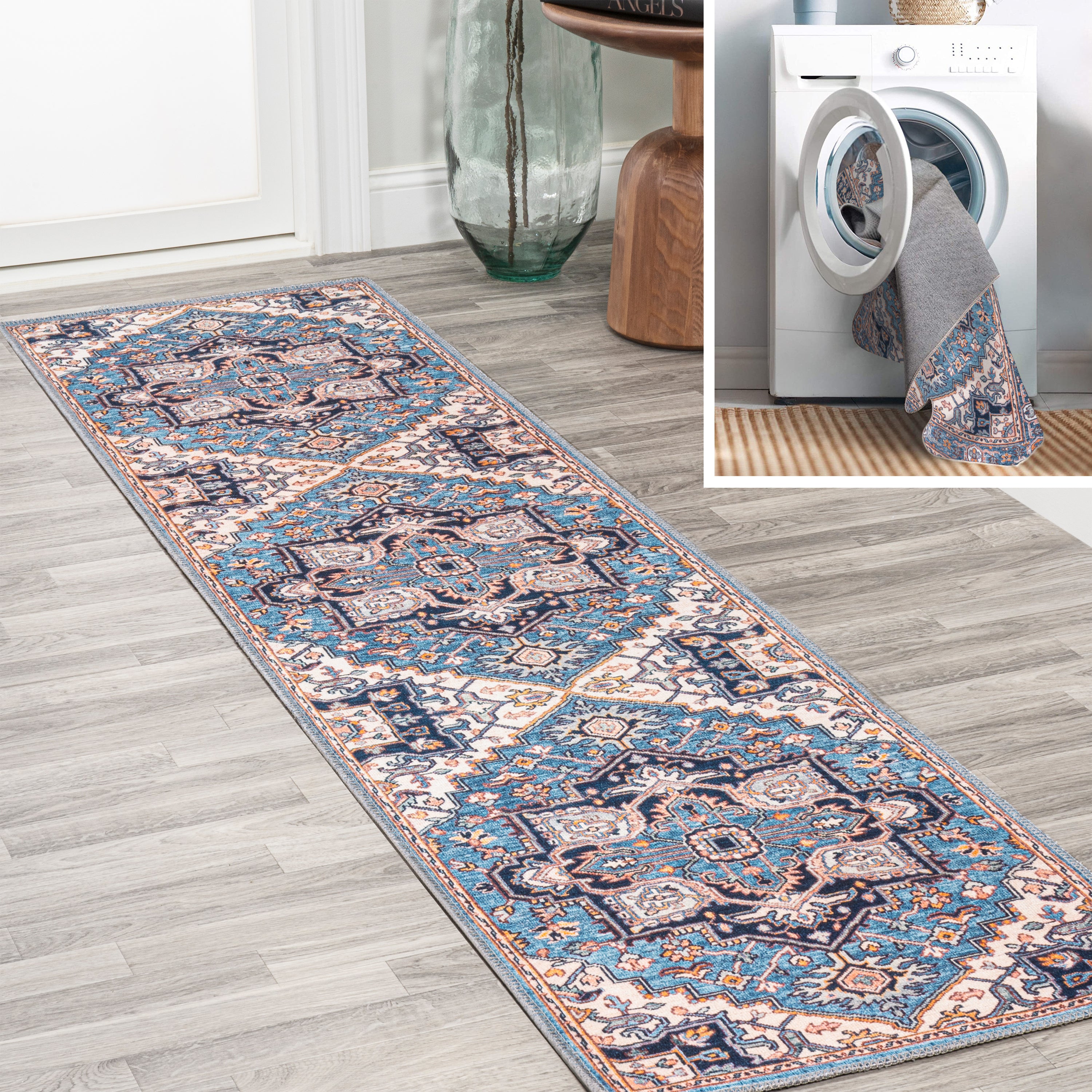 Cirali Ornate Large Medallion Machine-Washable Runner Rug