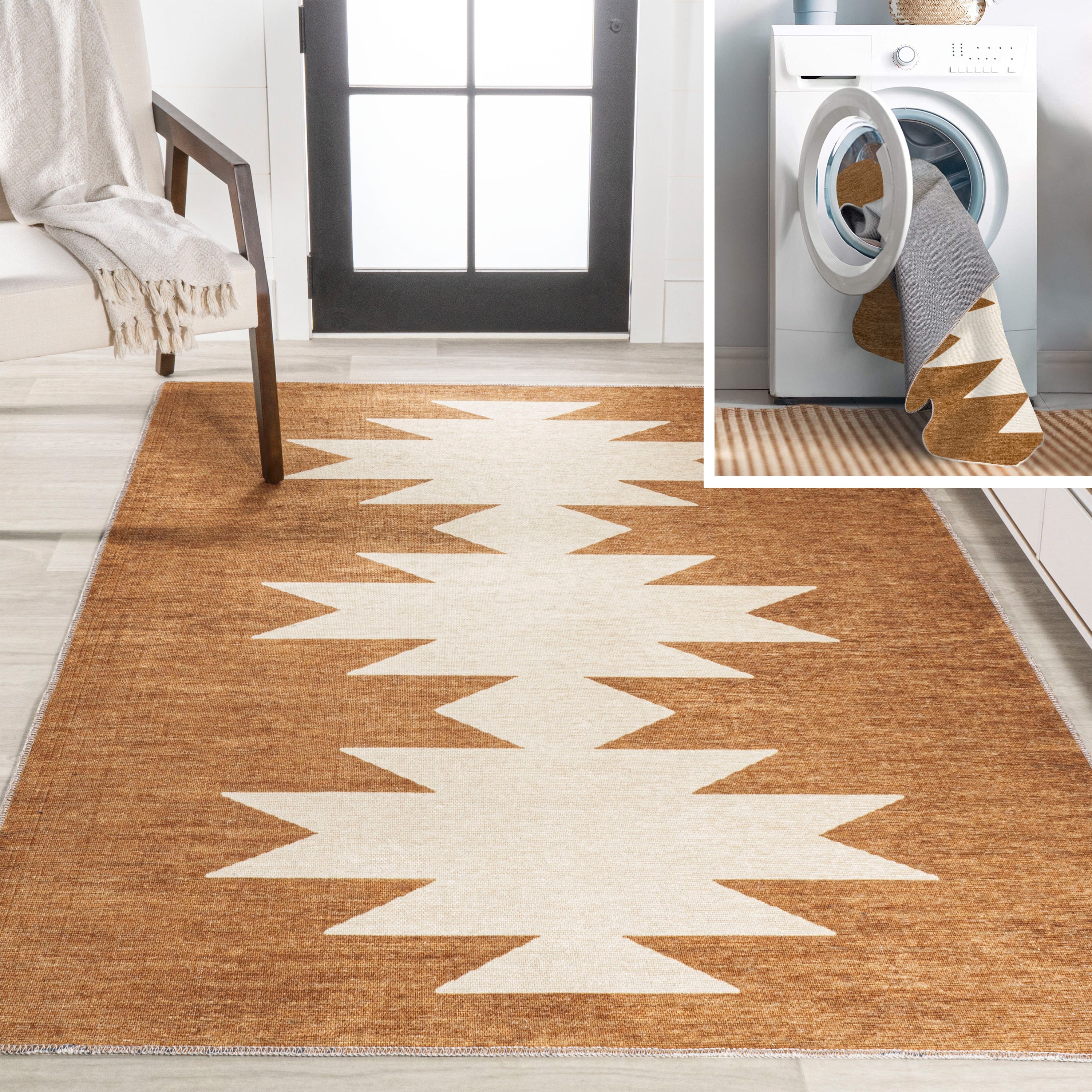 Chayton Minimalist Geometric Machine-Washable Area Rug