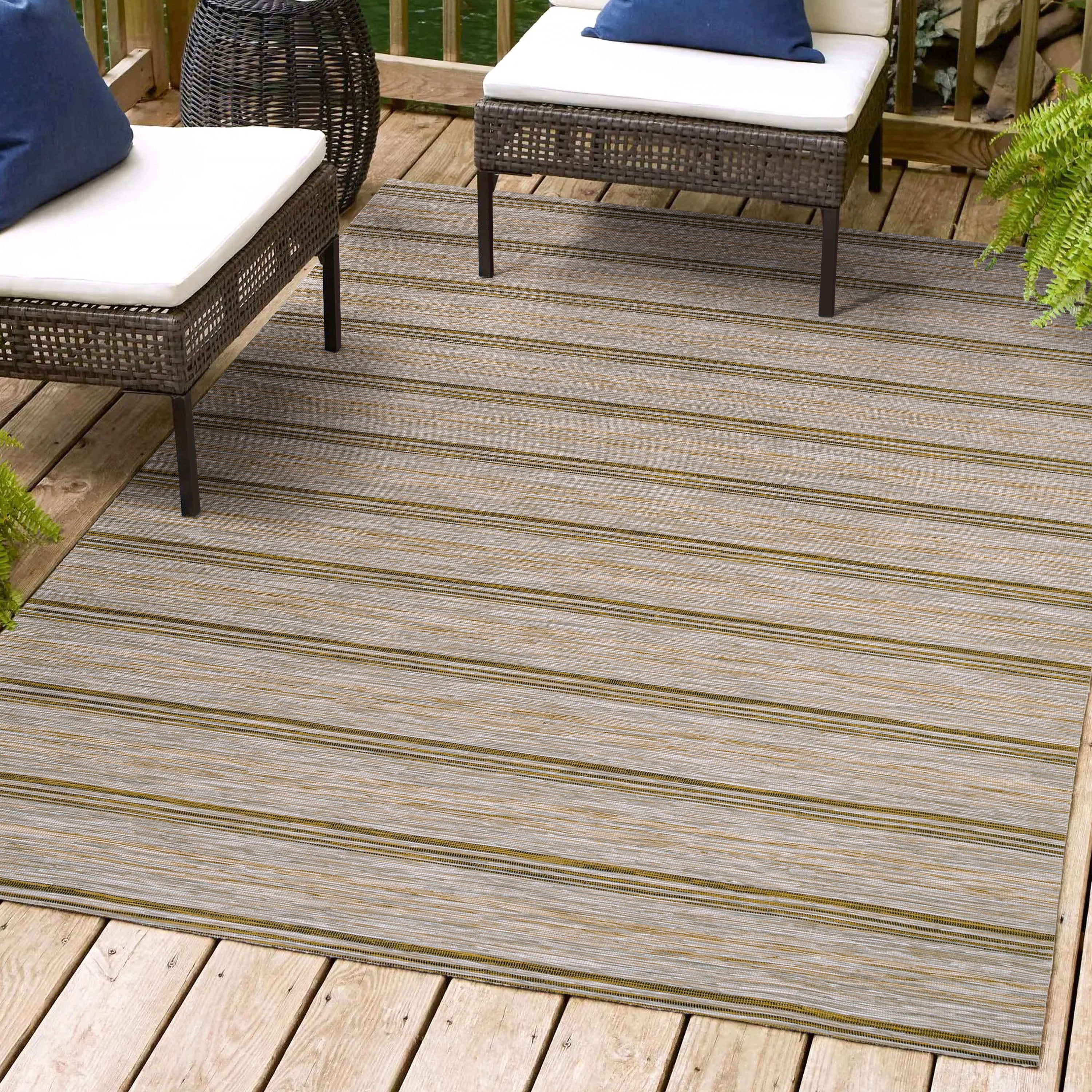 Bo Modern Farmhouse Wide Stripe Indoor/Outdoor Area Rug