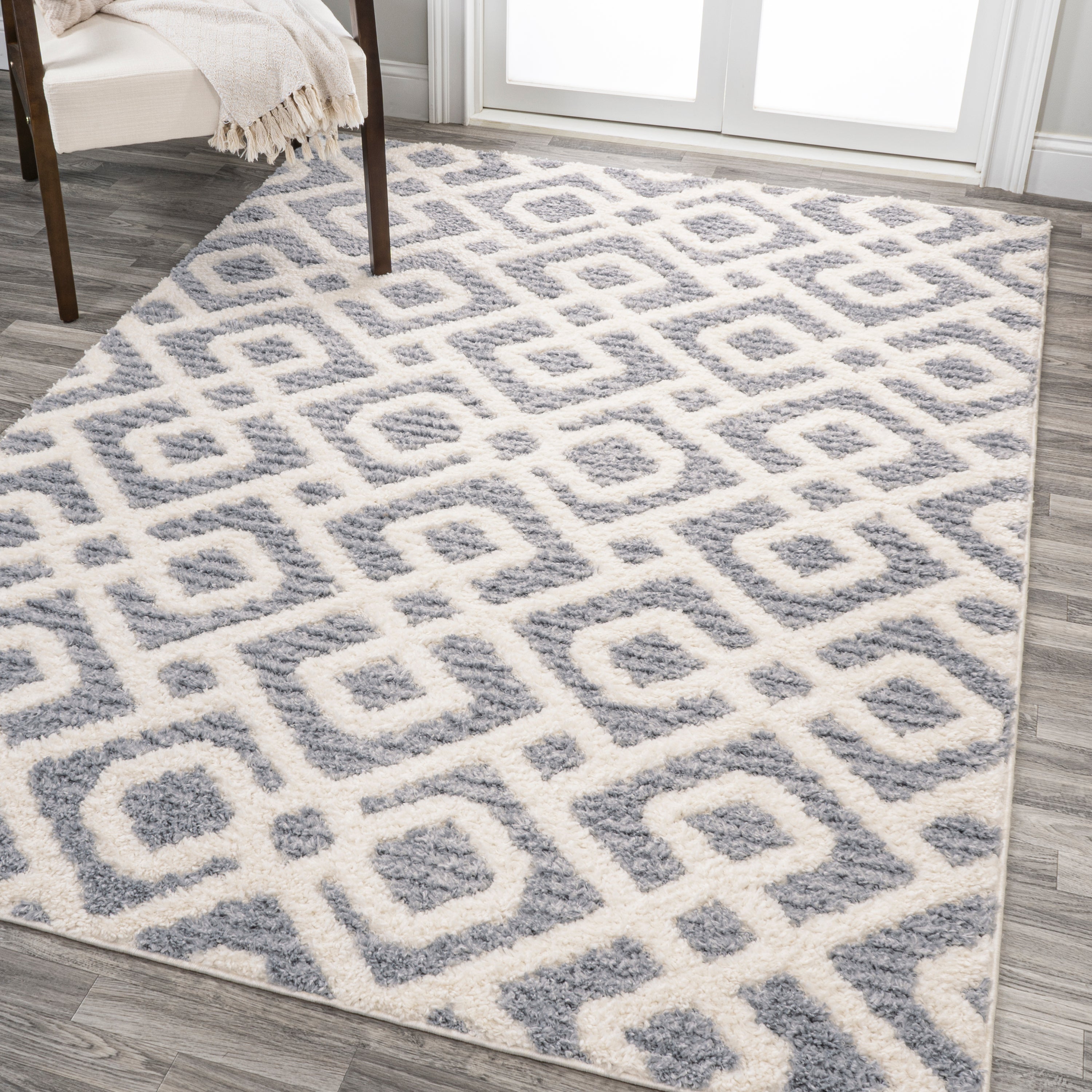 Astrid Retro Trellis High-Low Area Rug