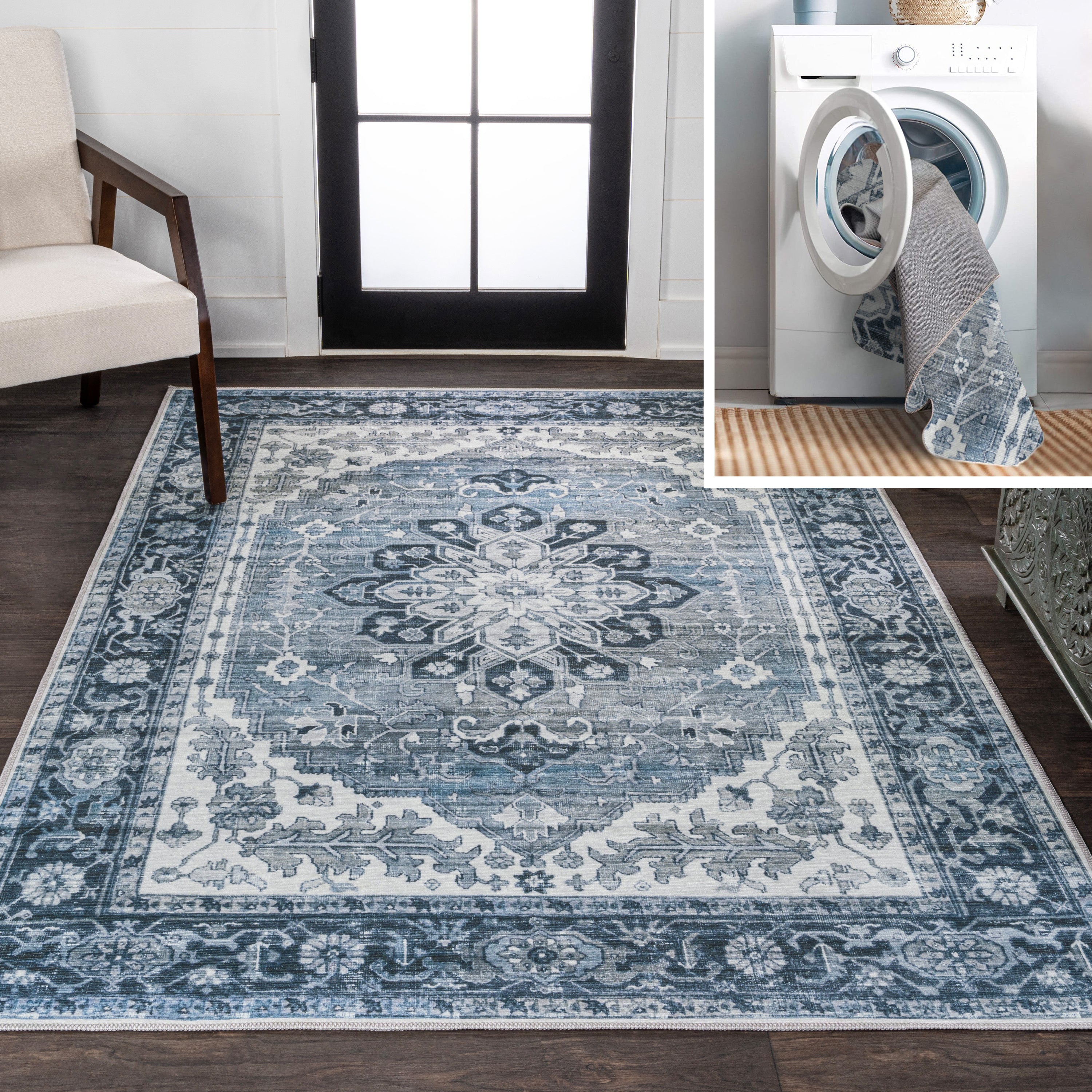 Asa Ornate Medallion Machine-Washable Area Rug