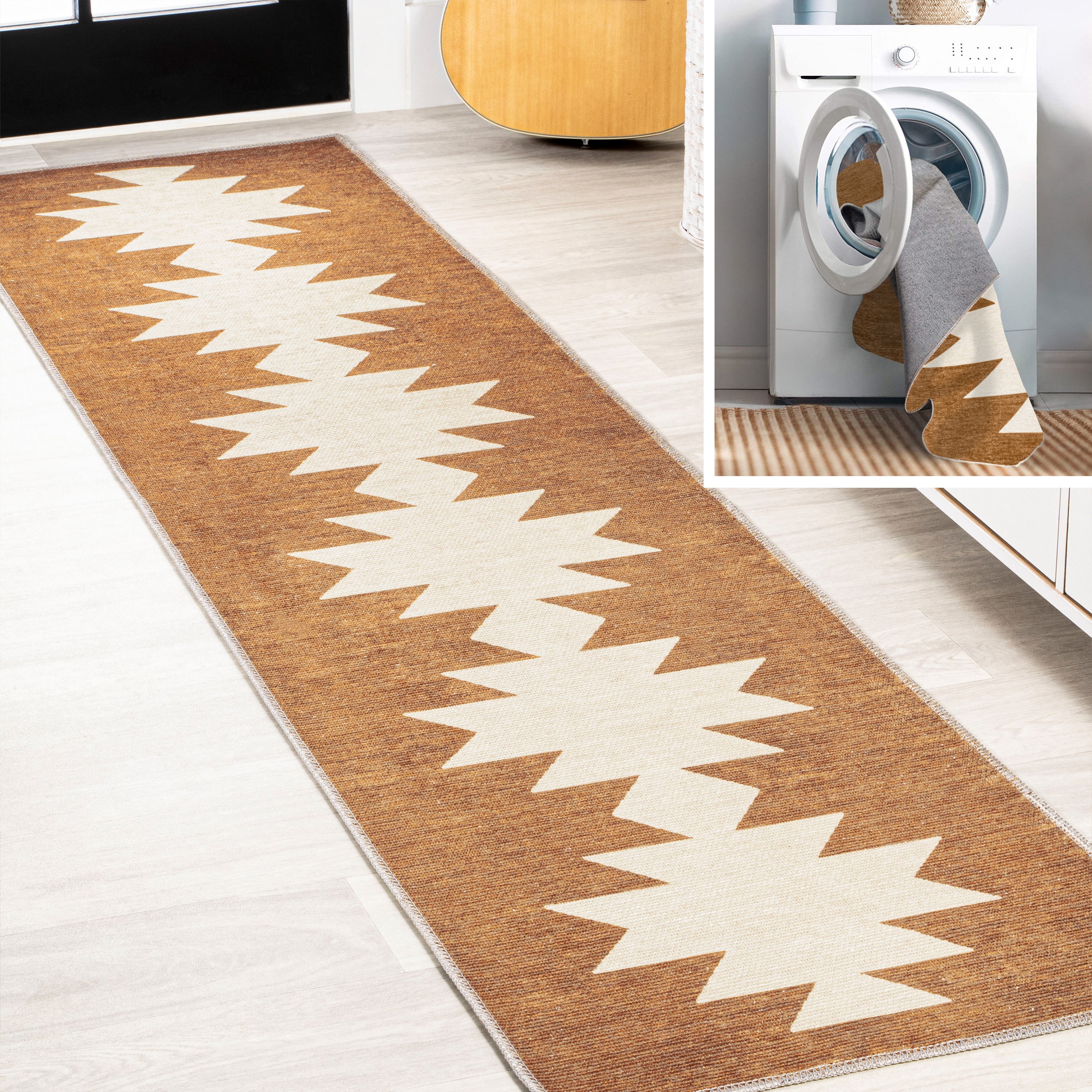 Chayton Minimalist Geometric Machine-Washable Runner Rug