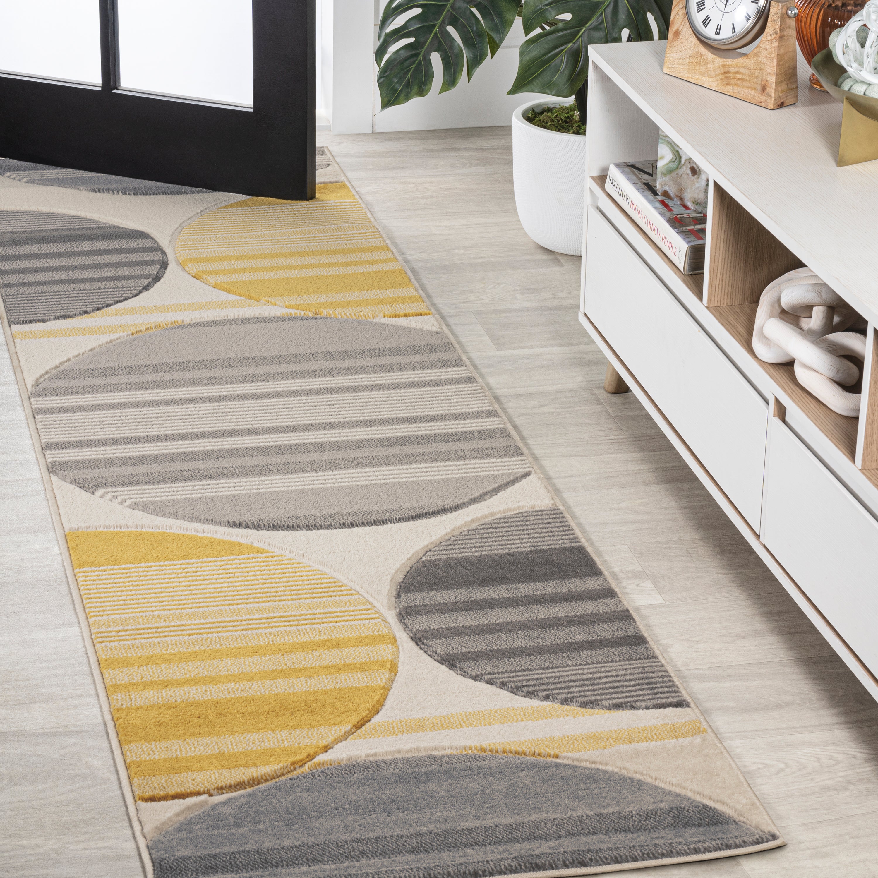 Nicky Geometric Striped Circles Runner Rug