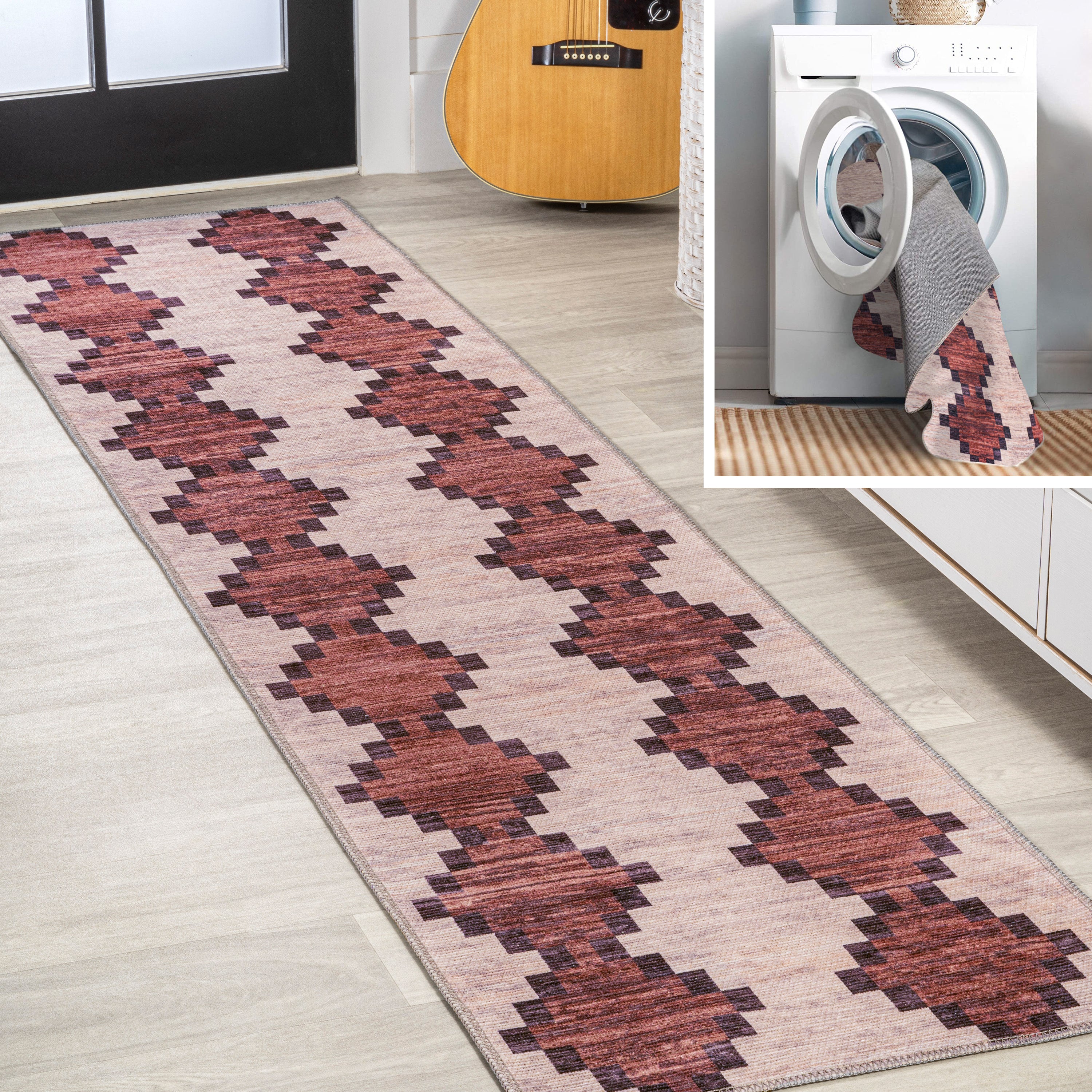 Timantii Modern Trellis Kilim Machine-Washable Runner Rug