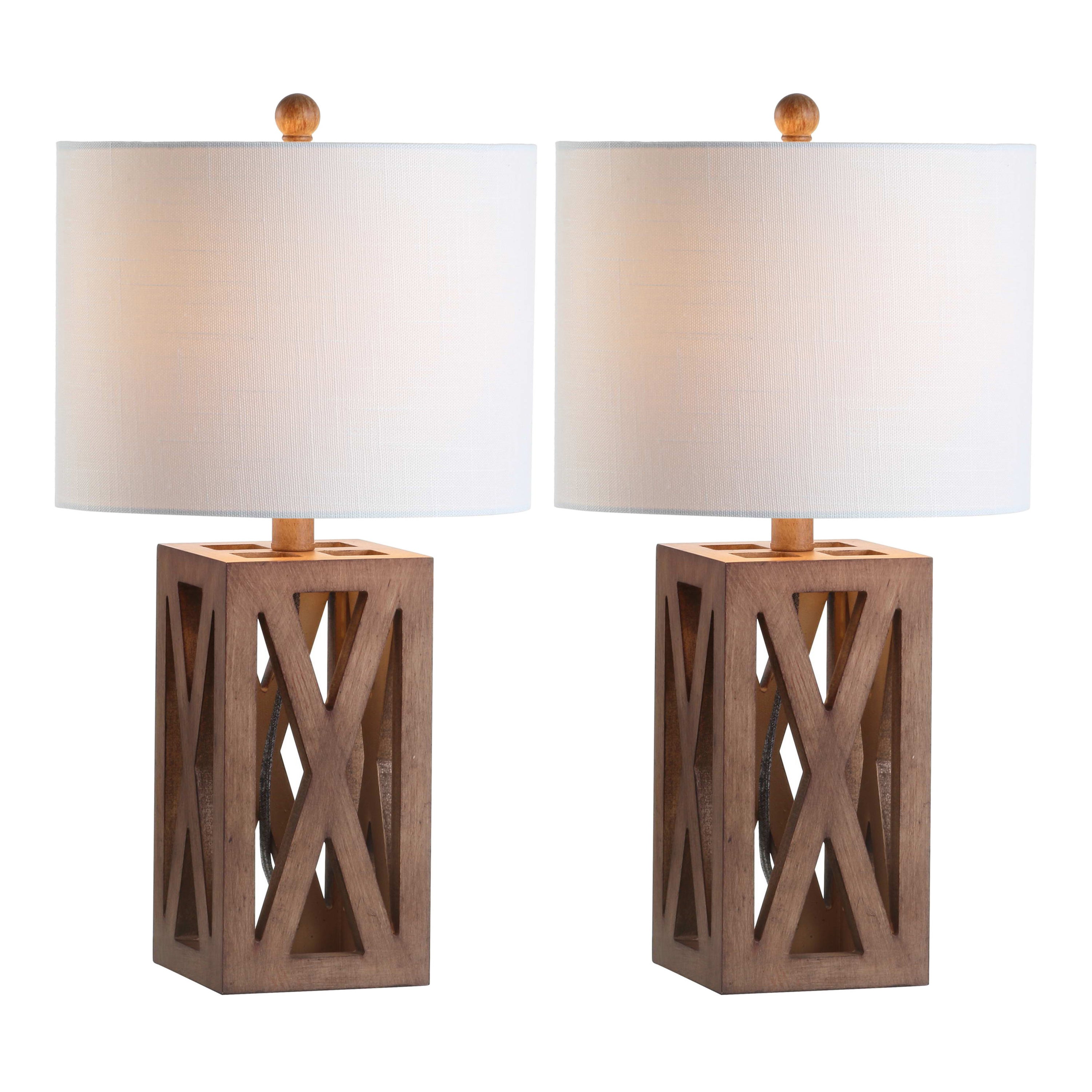 Stewart Farmhouse Wood LED Table Lamp (Set of 2)