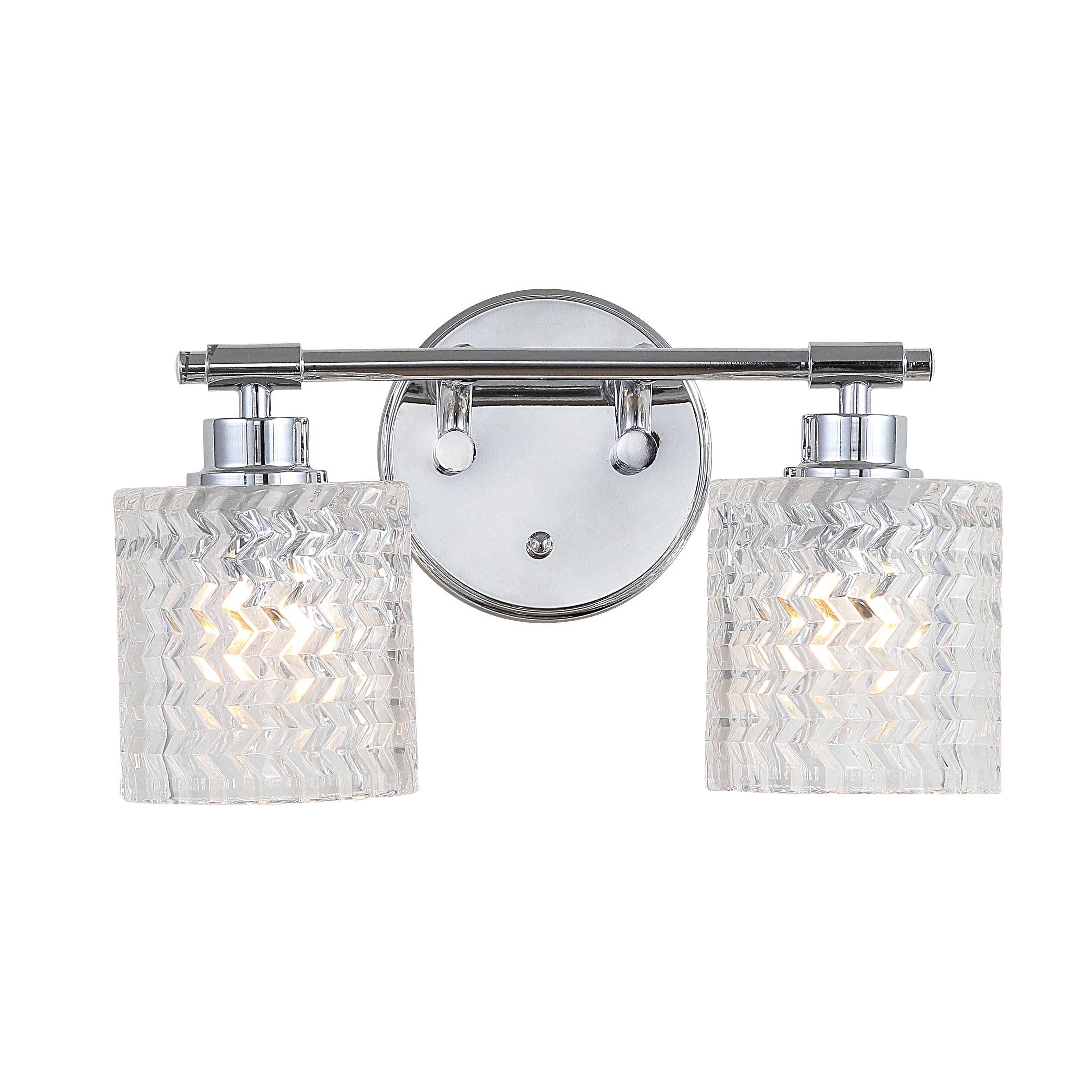 Spaulding 2-Light Iron/Chevron Pattern Glass Farmhouse Cottage LED Vanity Light