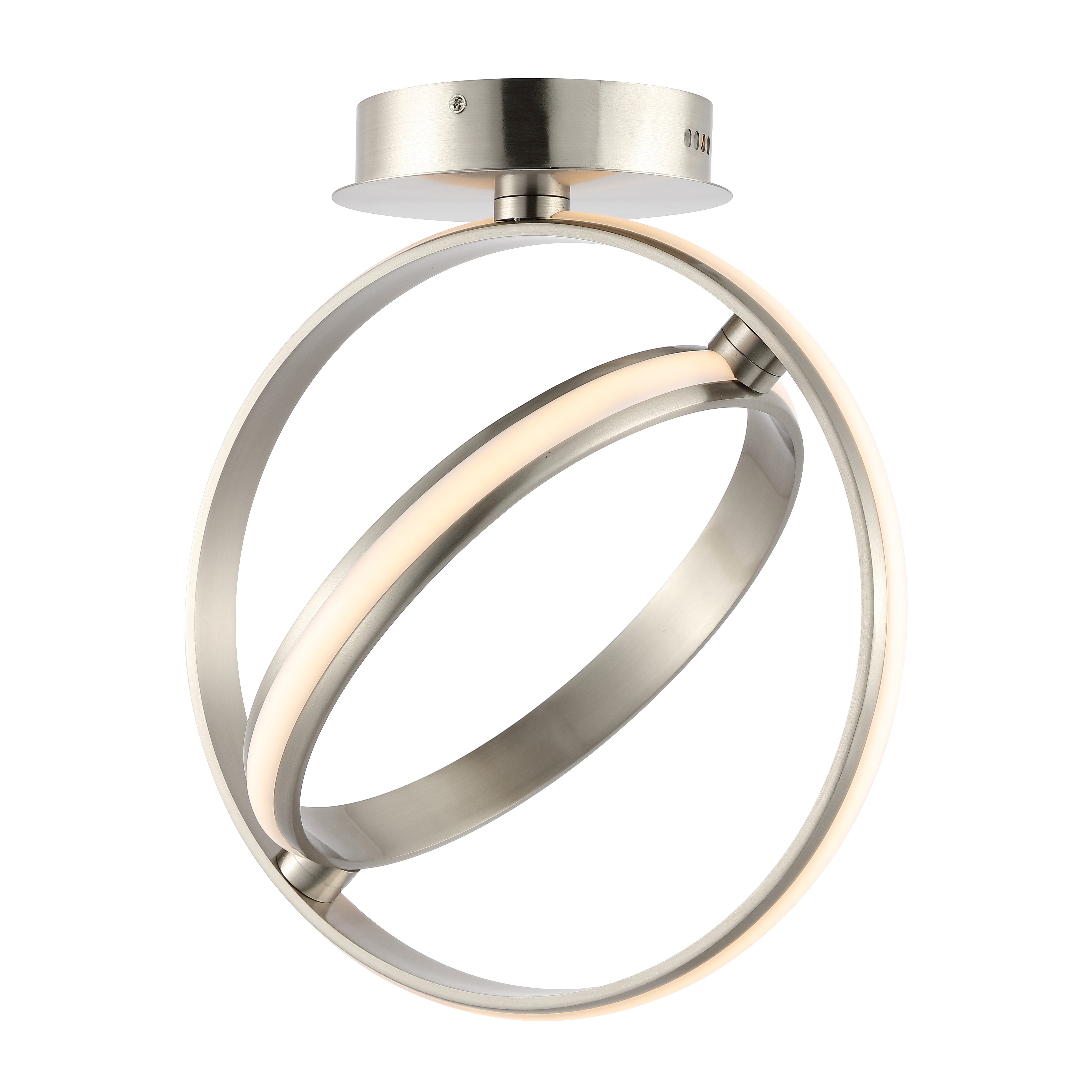 Nicole 2-Light Modern Minimalist Aluminum Ring Integrated LED Semi Flush Mount