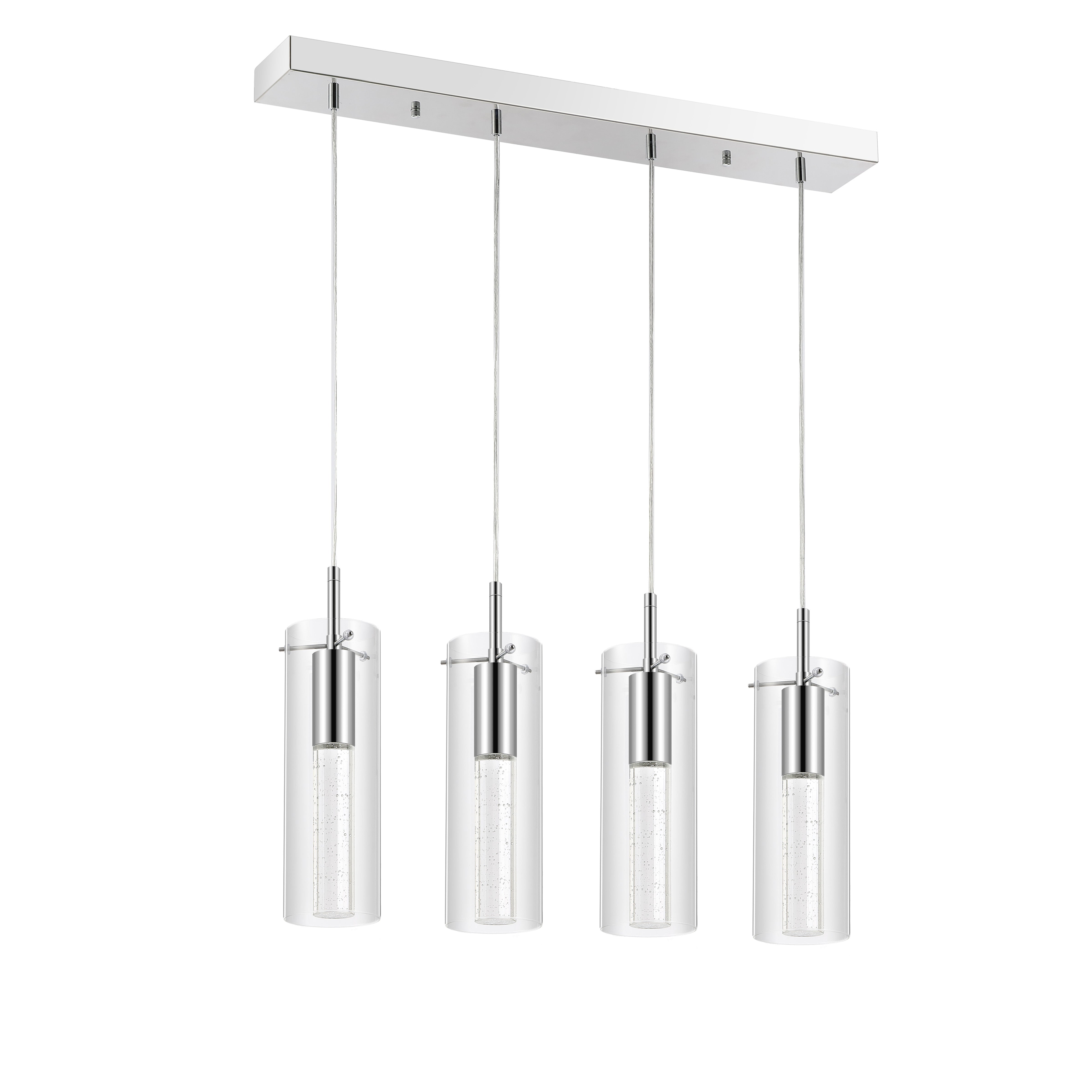 Mium 4-Light Modern Style Iron/Crystal/Glass Integrated LED Linear Pendant