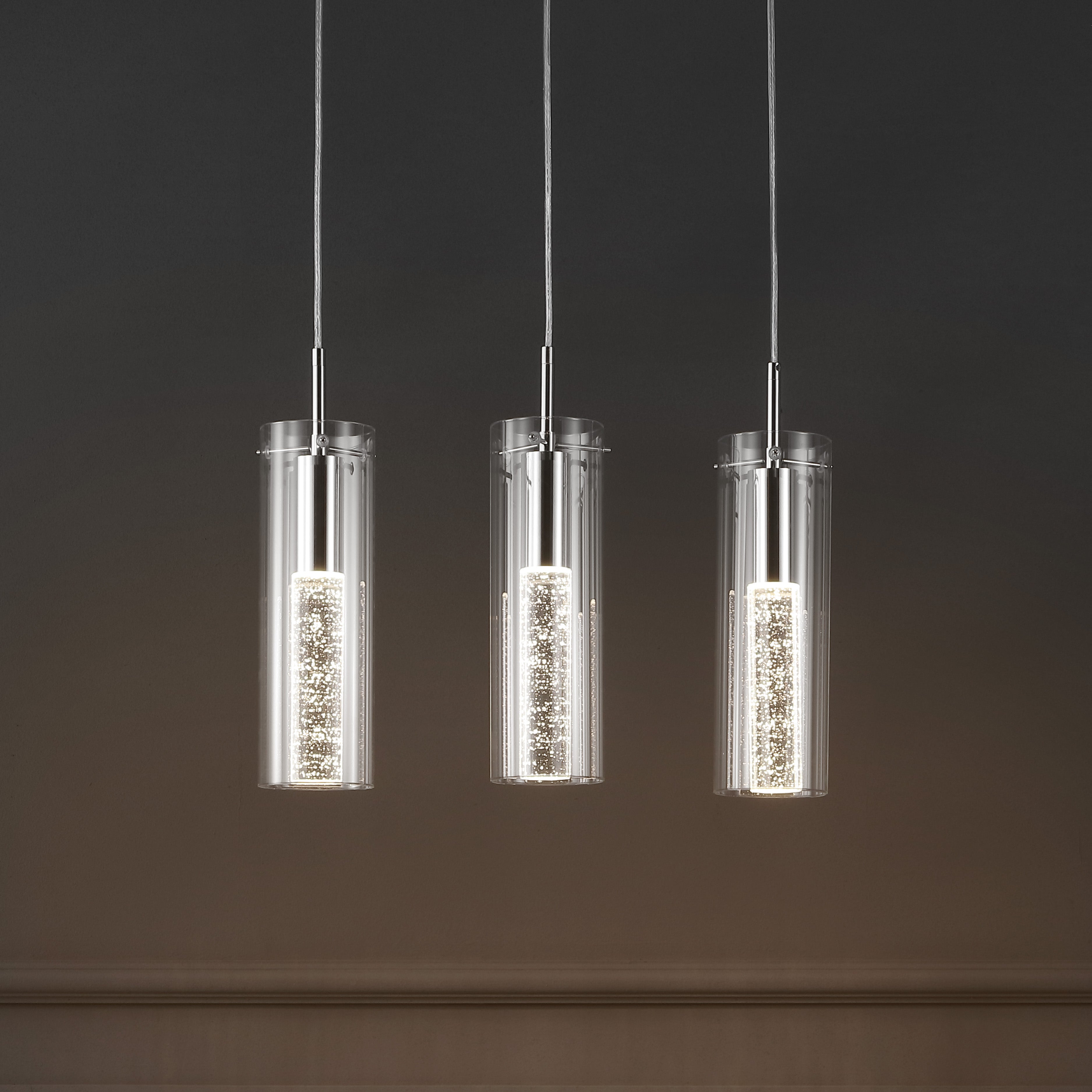 Mium 3-Light Modern Style Iron/Crystal/Glass Integrated LED Linear Pendant