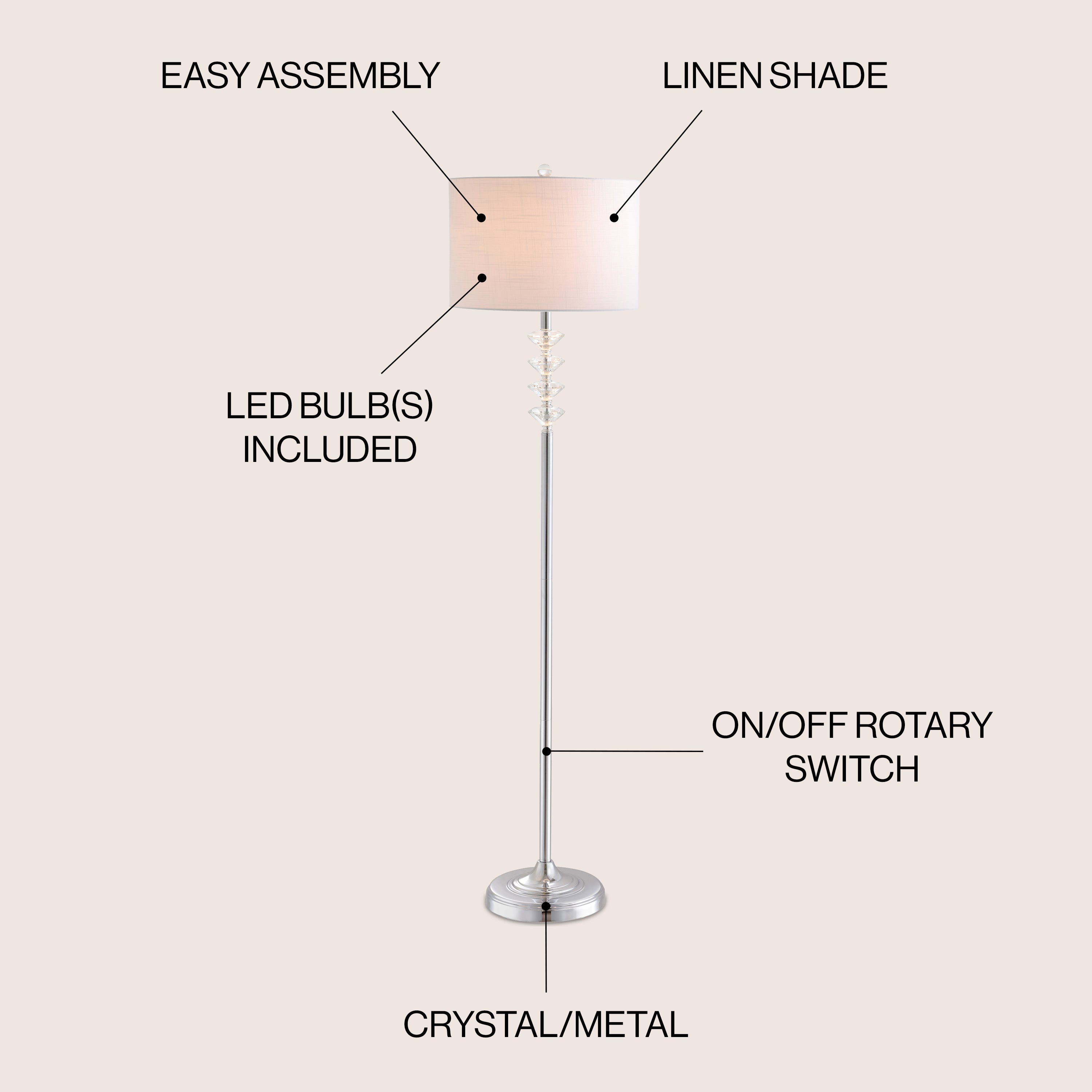 Mia Crystal/Metal LED Floor Lamp