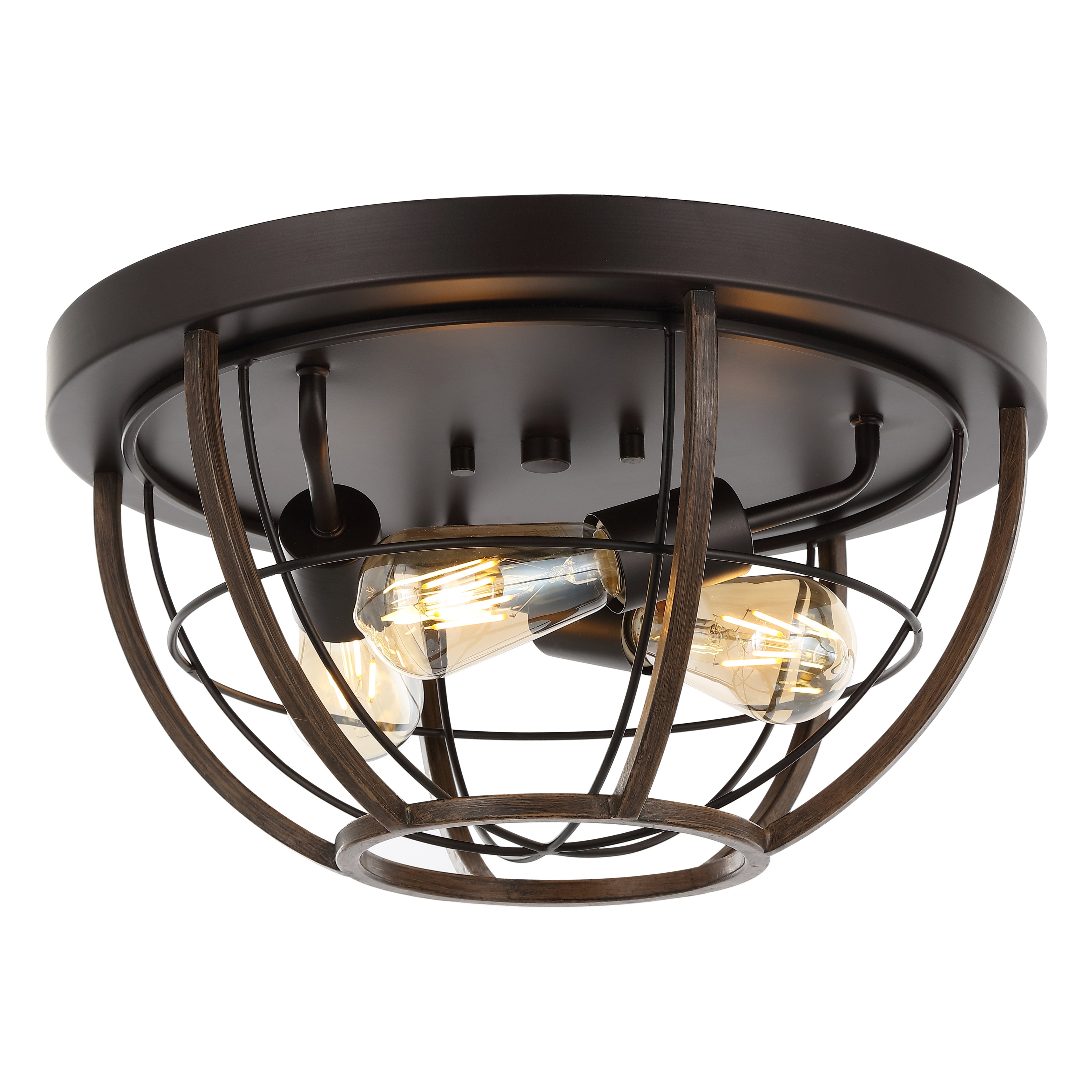 Lyla 3-Light Rustic Farmhouse Iron LED Flush Mount