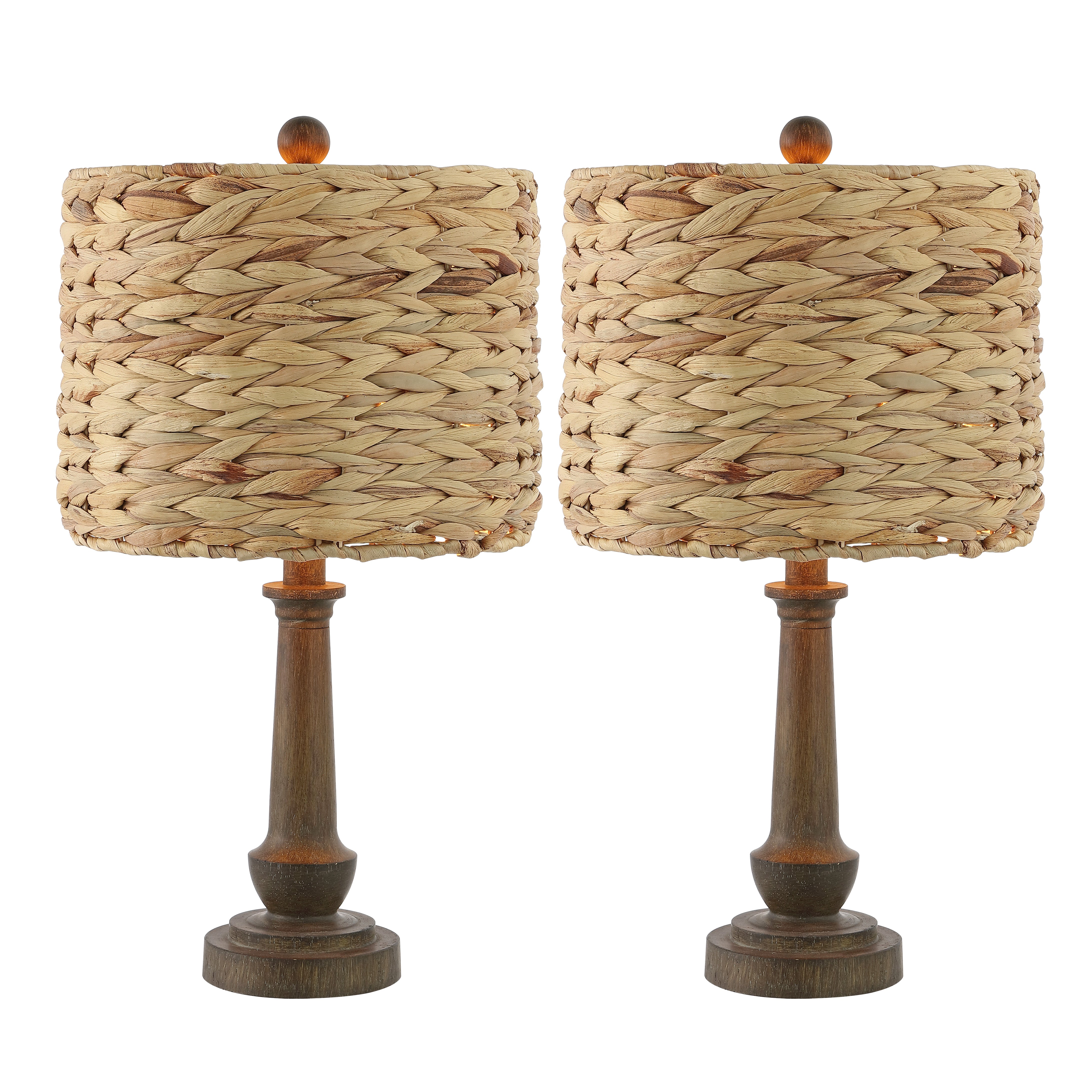 Leona Rustic Farmhouse Handwoven Water Hyacinth/Resin LED Table Lamp