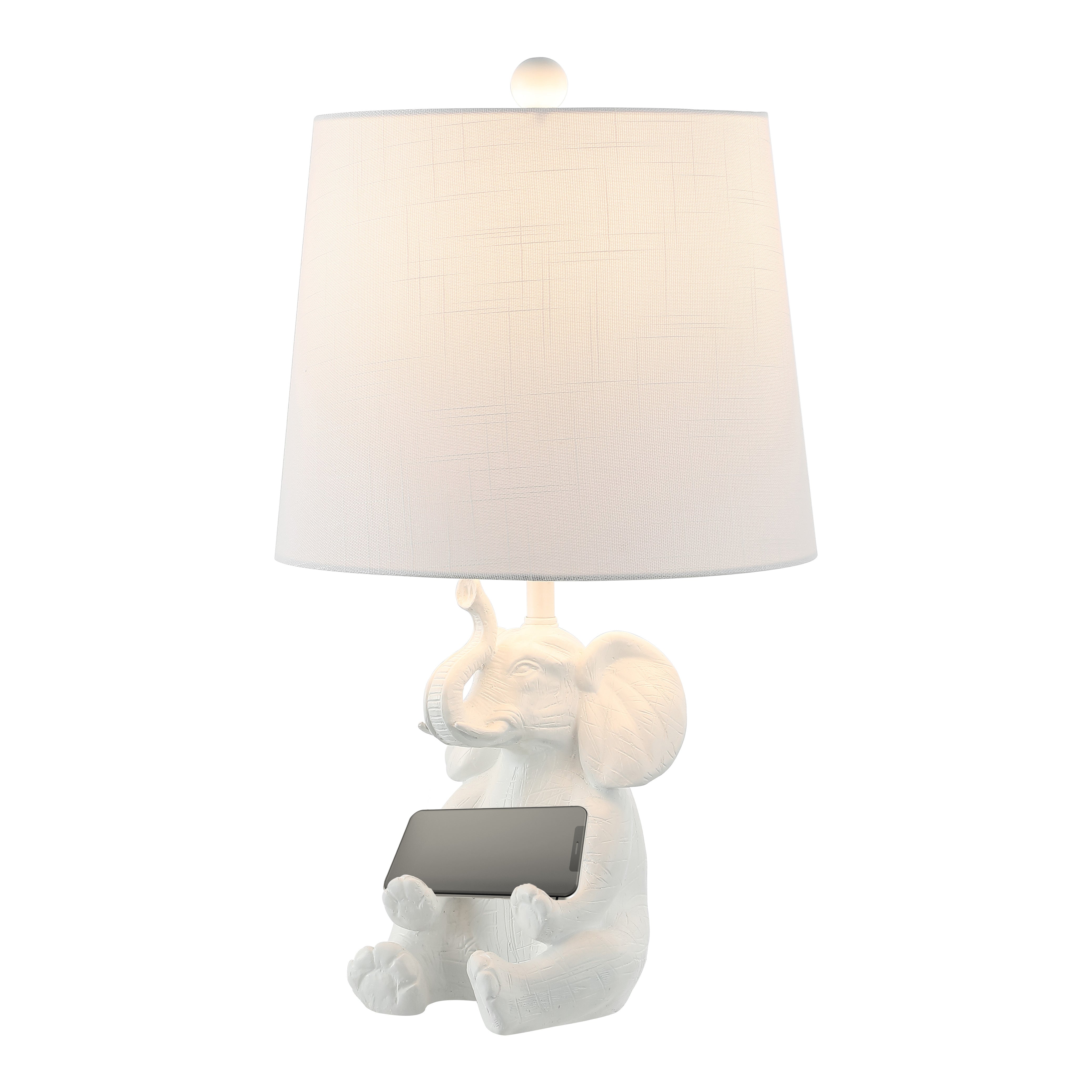 Kairi Modern Shabby Chic Resin/Iron Happy Elephant LED Kids' Table Lamp with Phone Stand