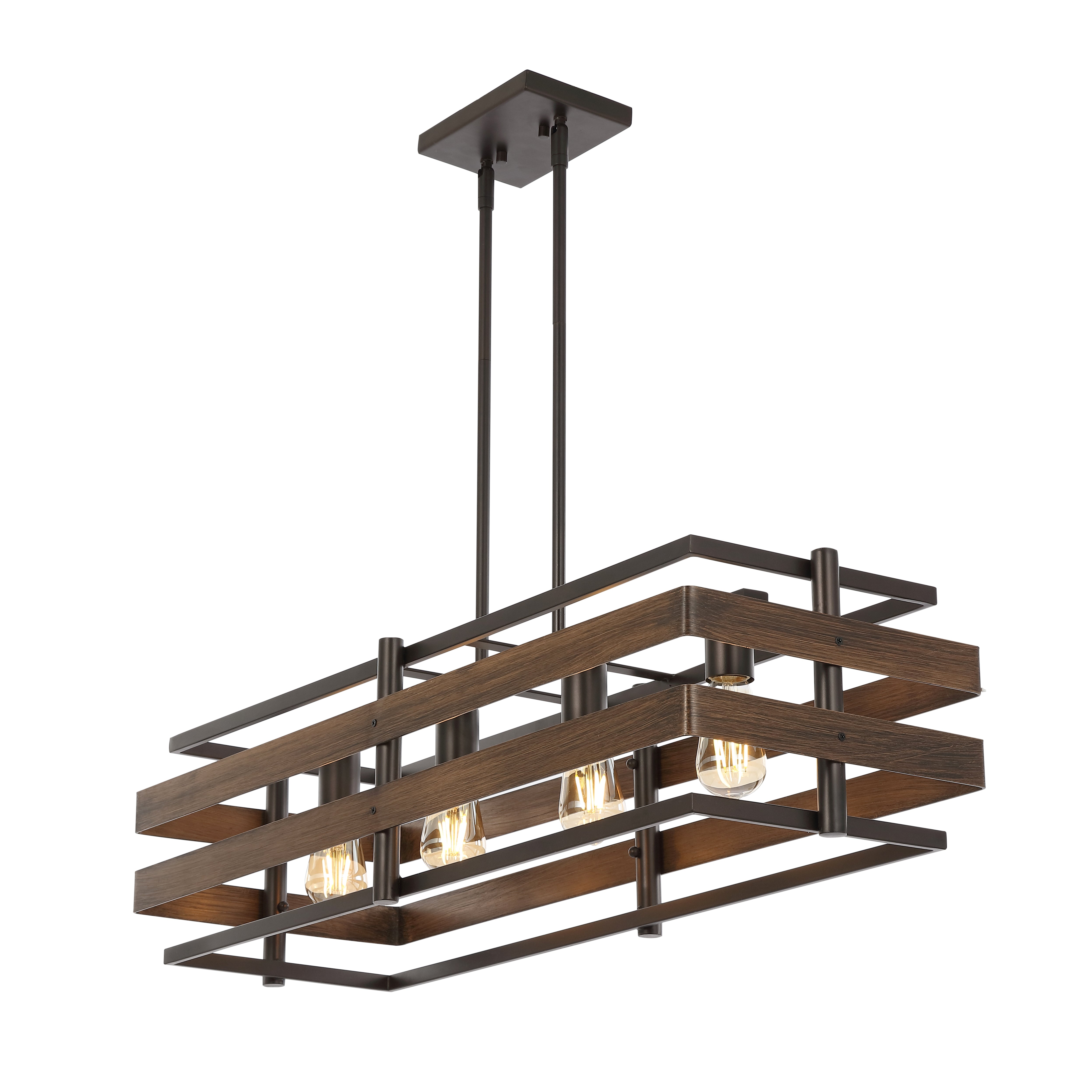 Horizon 4-Light Rustic Farmhouse Iron Linear LED Pendant