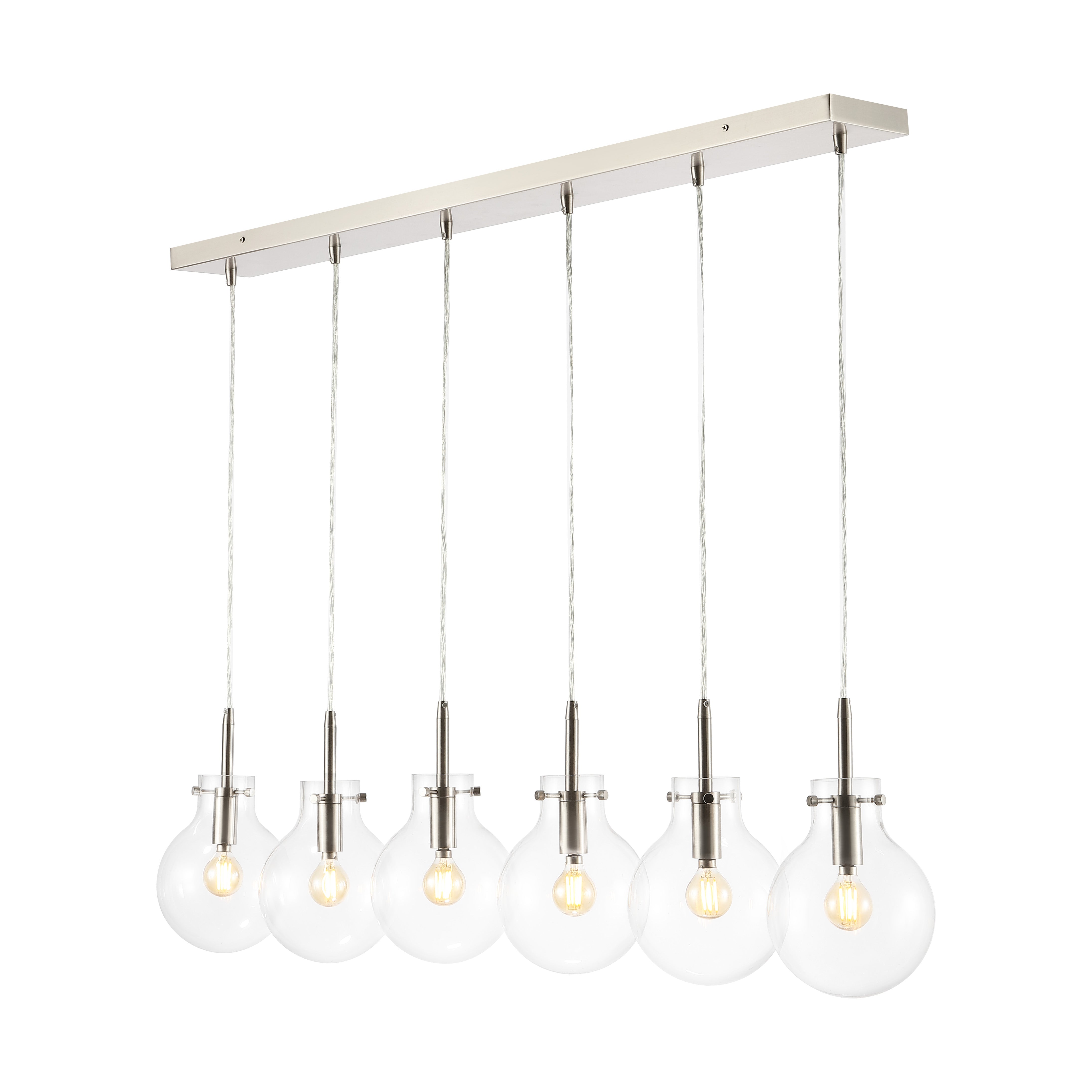 Harlow 6-Light Modern Contemporary Round Glass/Iron LED Linear Pendant