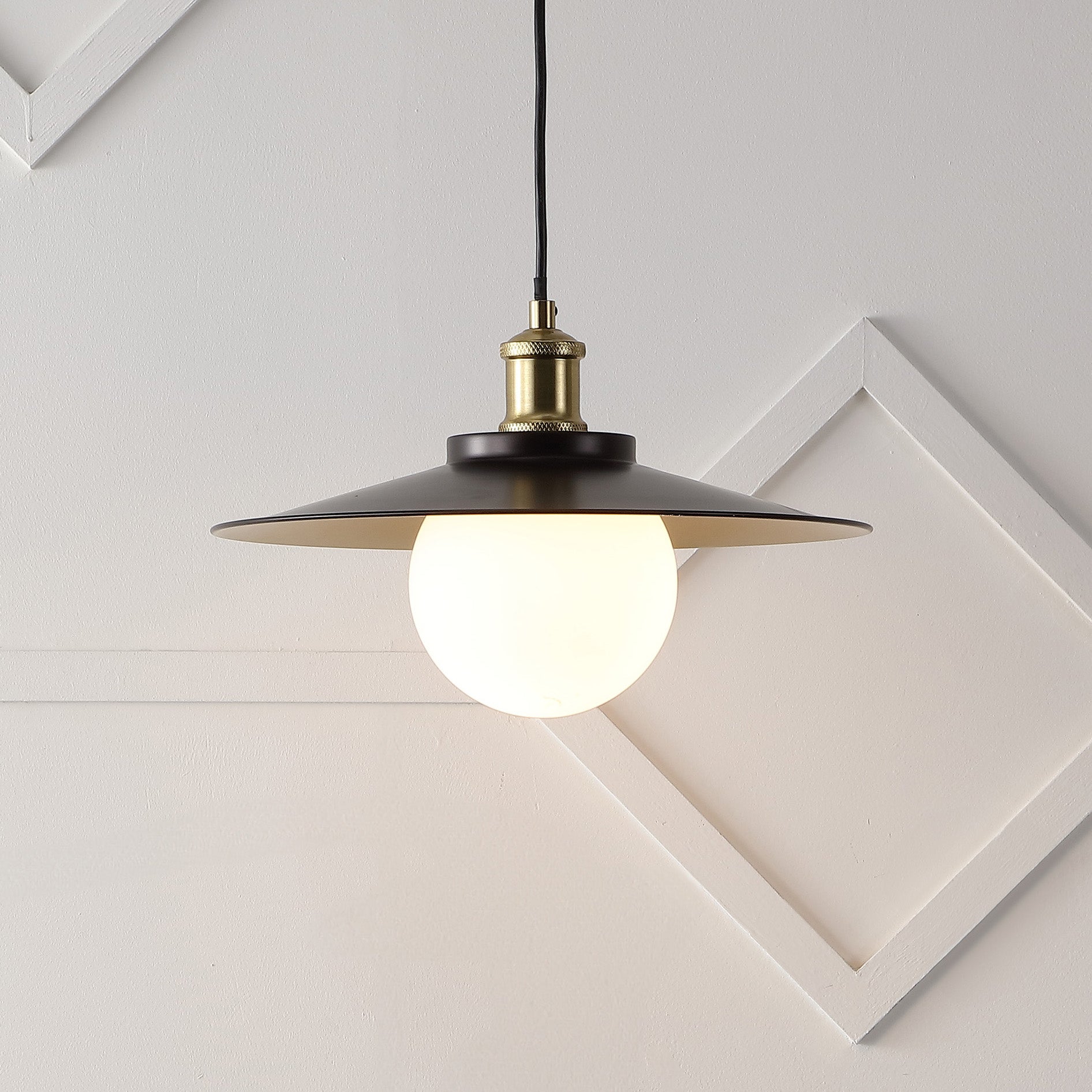 Hadley 1-Light Scandinavian Farmhouse Iron/Frosted Glass LED Pendant