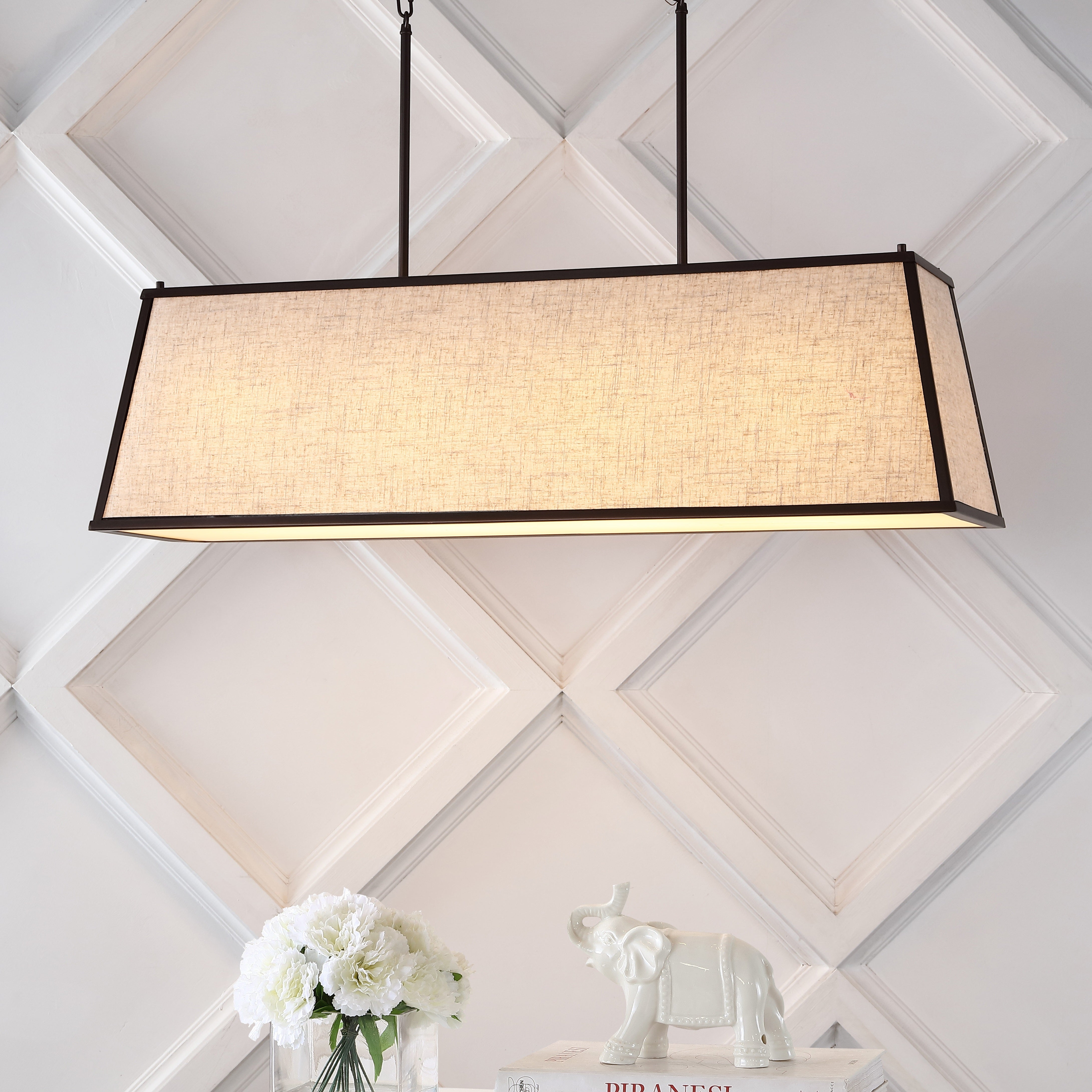 Crosby 4-Light Minimalist Industrial Trapezoidal Linen Iron Linear LED Pendant