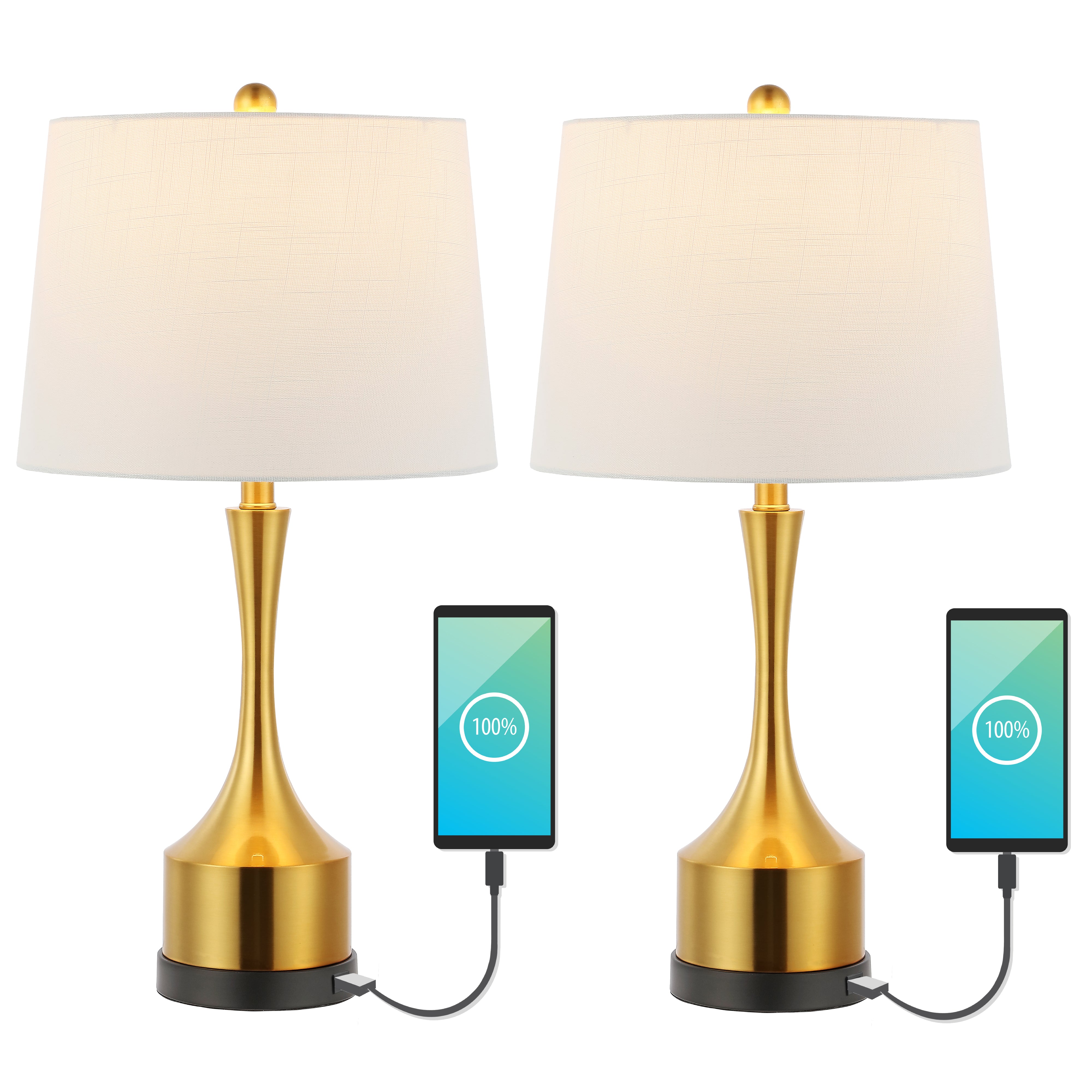 Cooper Classic French Country Iron LED Table Lamp with USB Charging Port-Set of 2