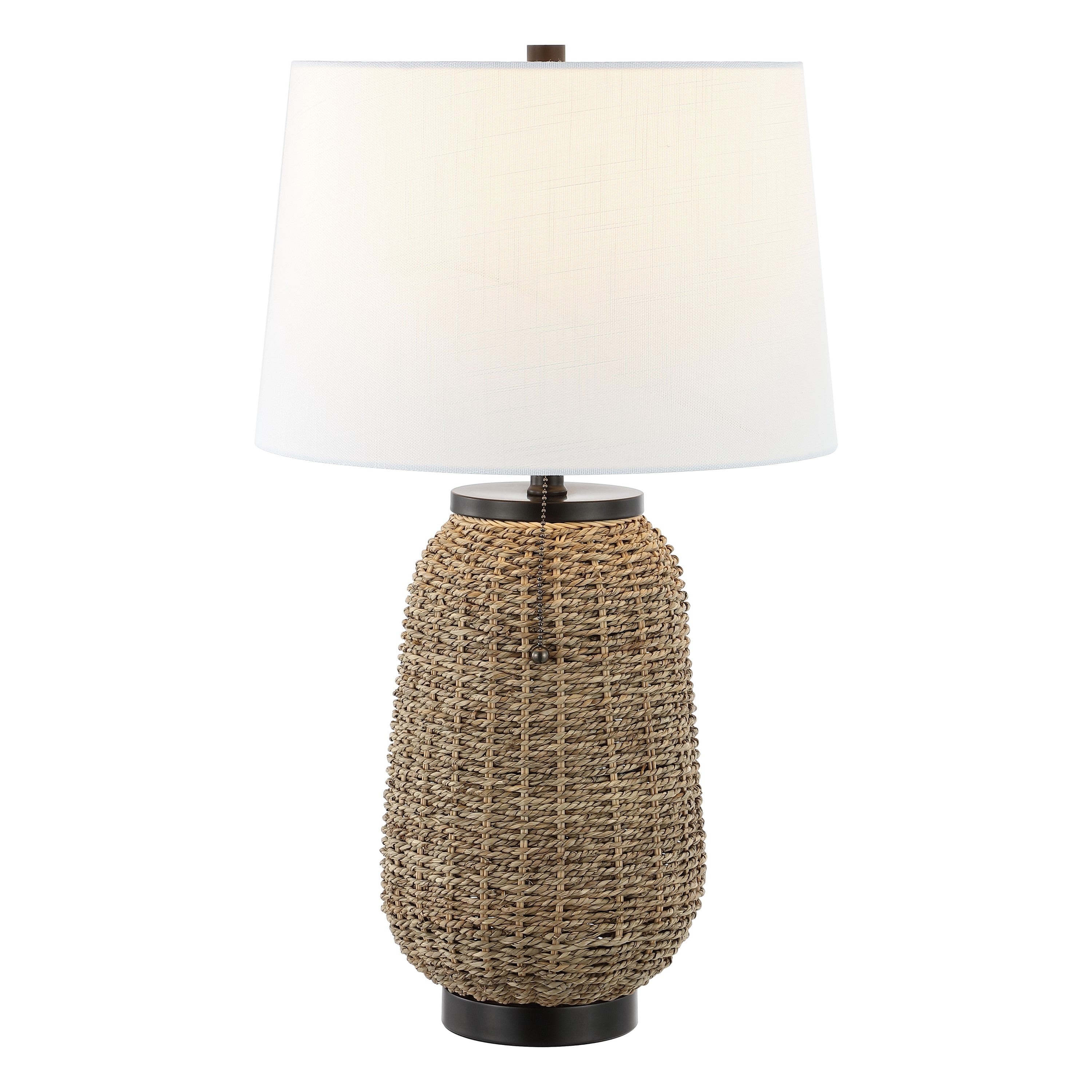 Chakrii Rustic Bohemian Iron/Rattan LED Table Lamp with Pull-Chain