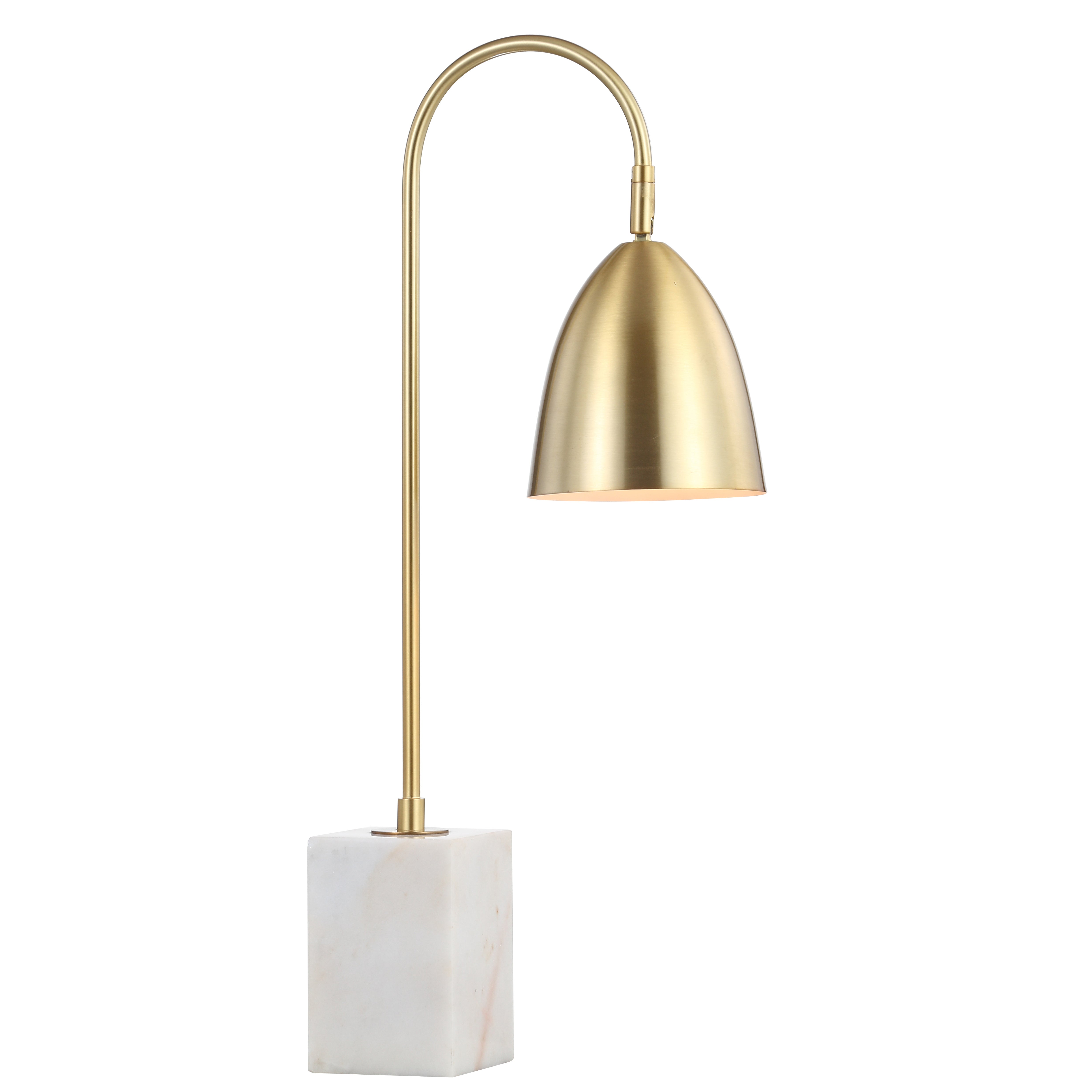 Ana Gold Arched Metal with Marble Base LED Table Lamp