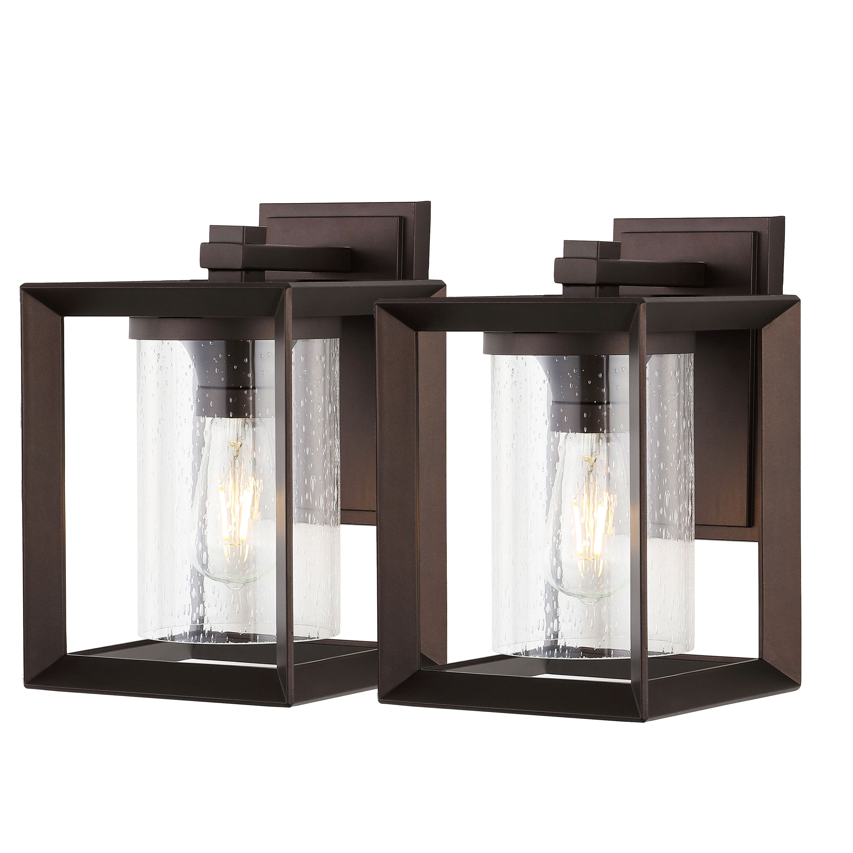 Vaughn 1-Light Iron/Glass Modern Rustic Cube LED Outdoor Sconce