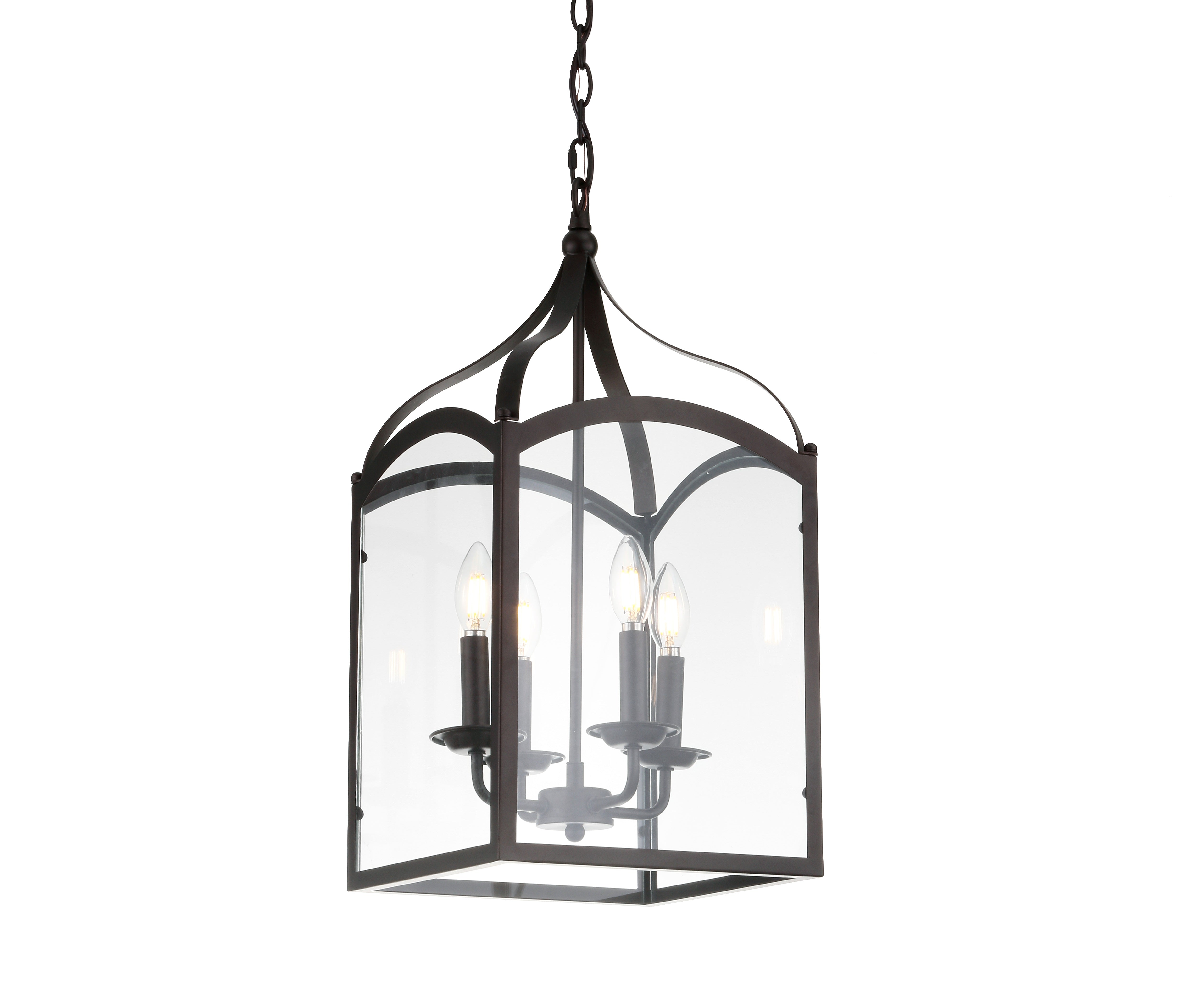 Ruth 4-light Traditional Classic Lantern Metal/Glass LED Pendant