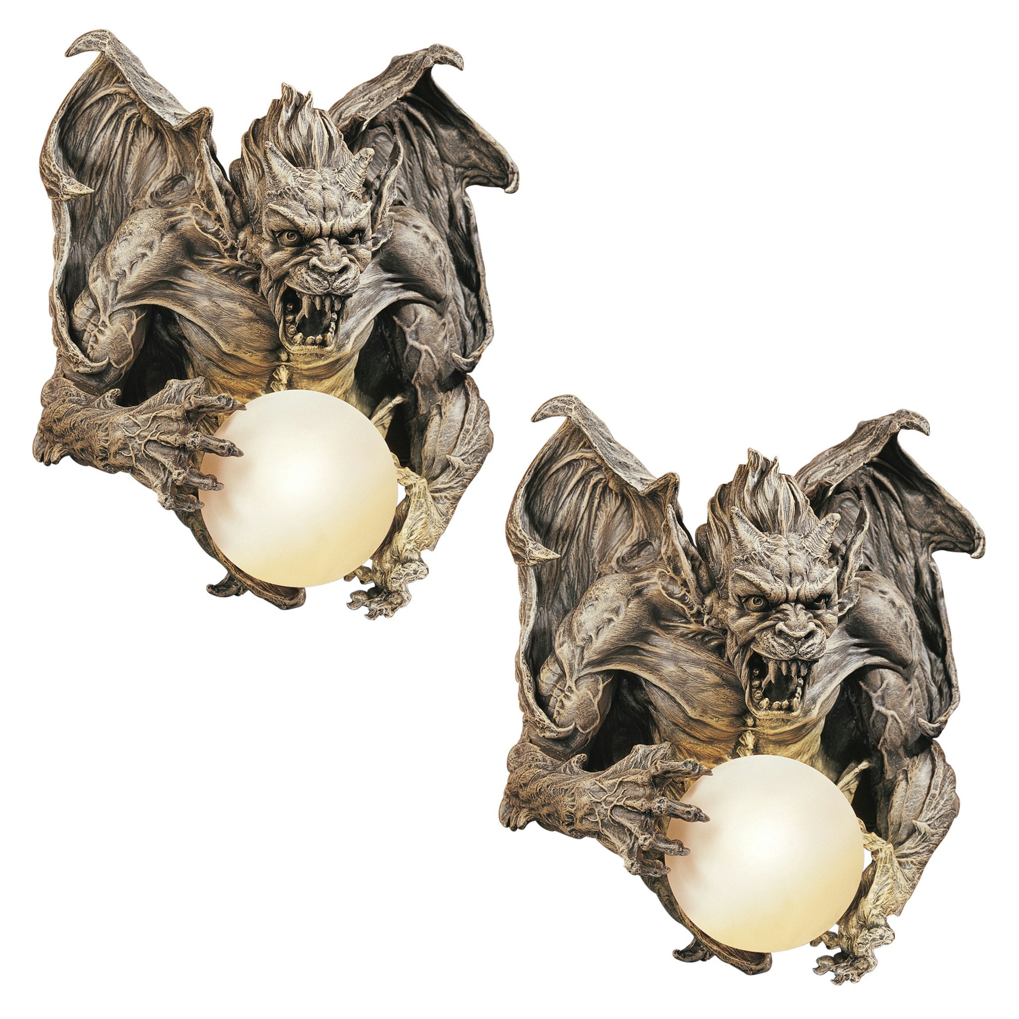 Merciless the Gargoyle Lighted Wall Sculpture: Set of Two