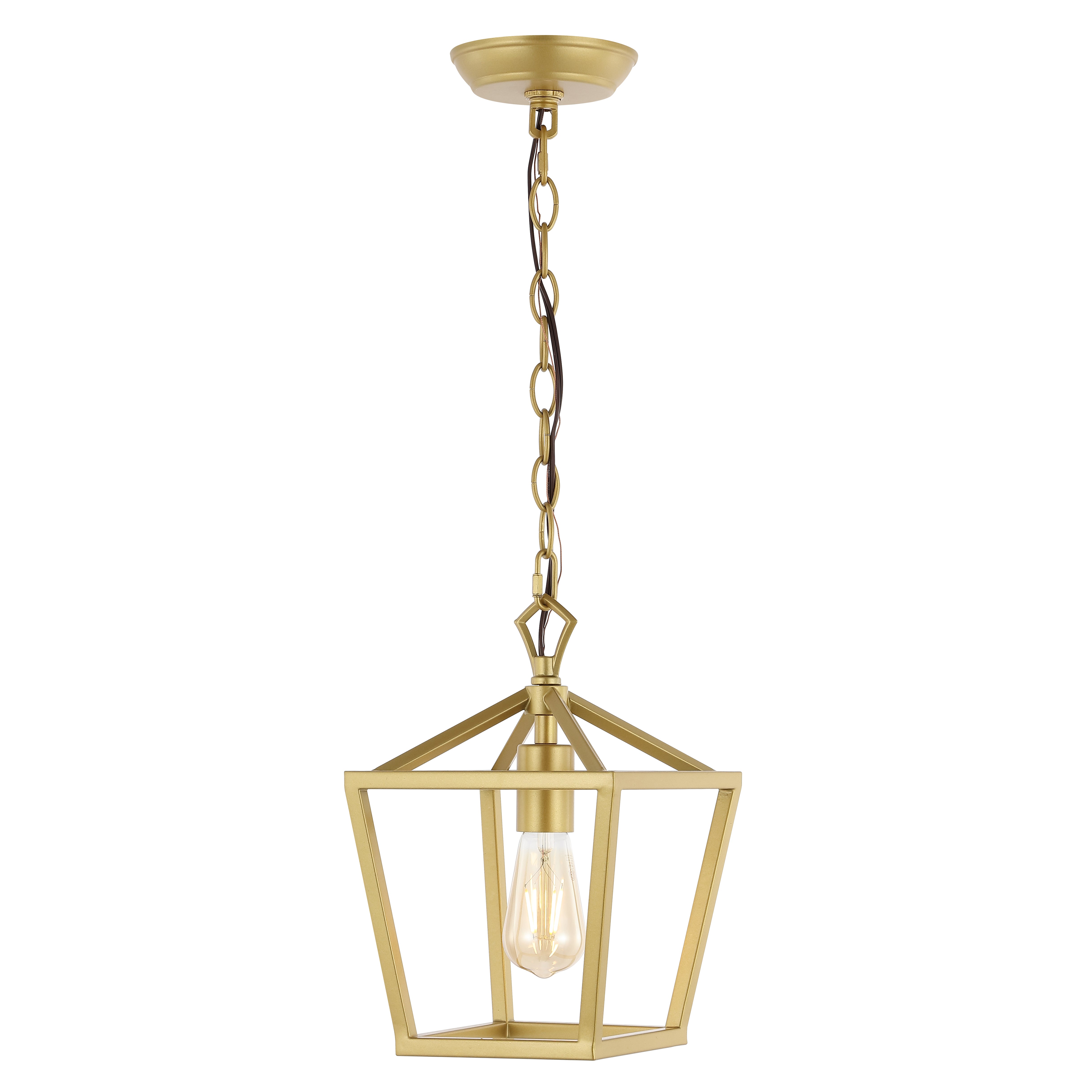 Oslin 1-Light Vintage Farmhouse Iron Chain Pagoda LED Pendant Lantern