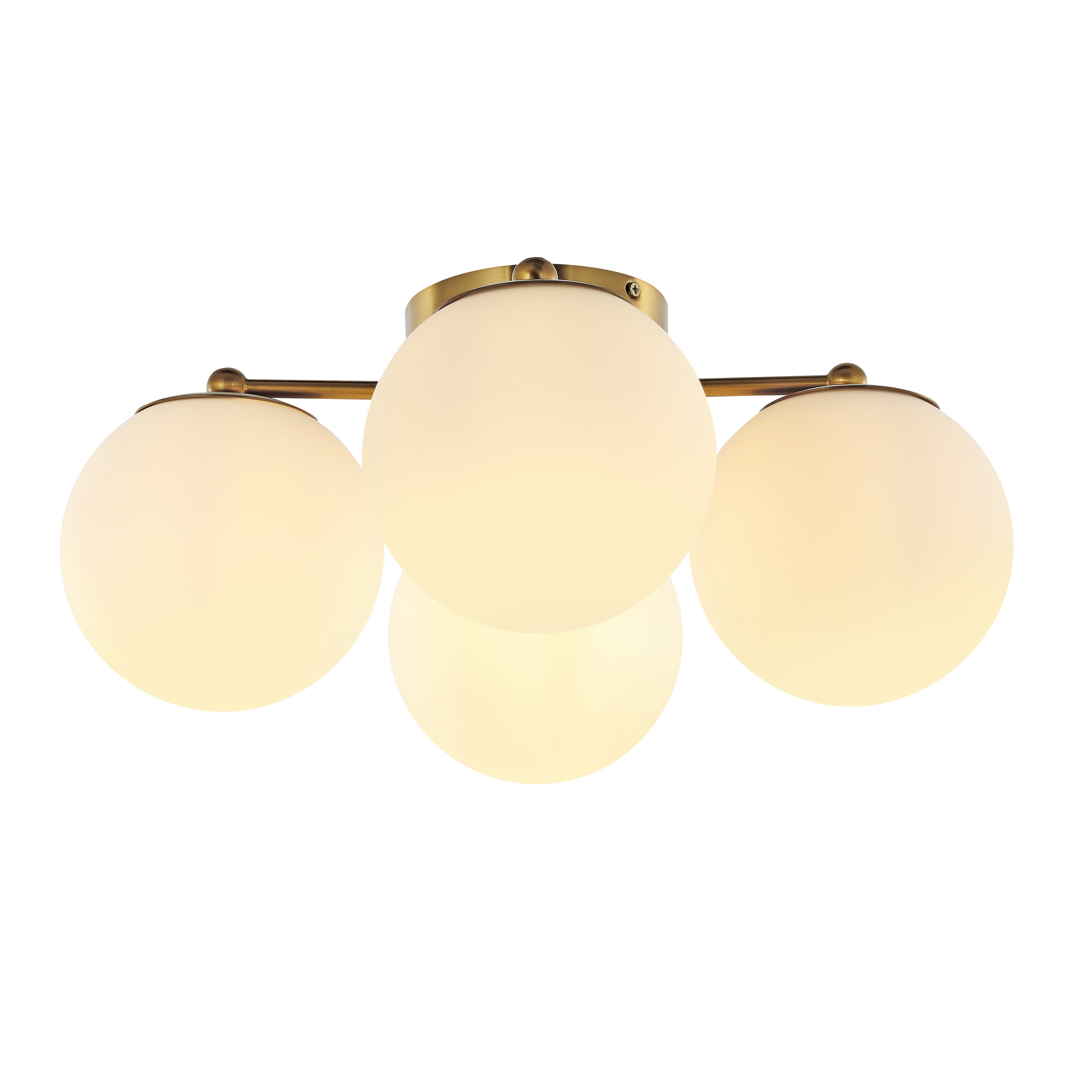 Orly 4-Light Bohemian Farmhouse Iron/Frosted Glass LED Semi Flush Mount