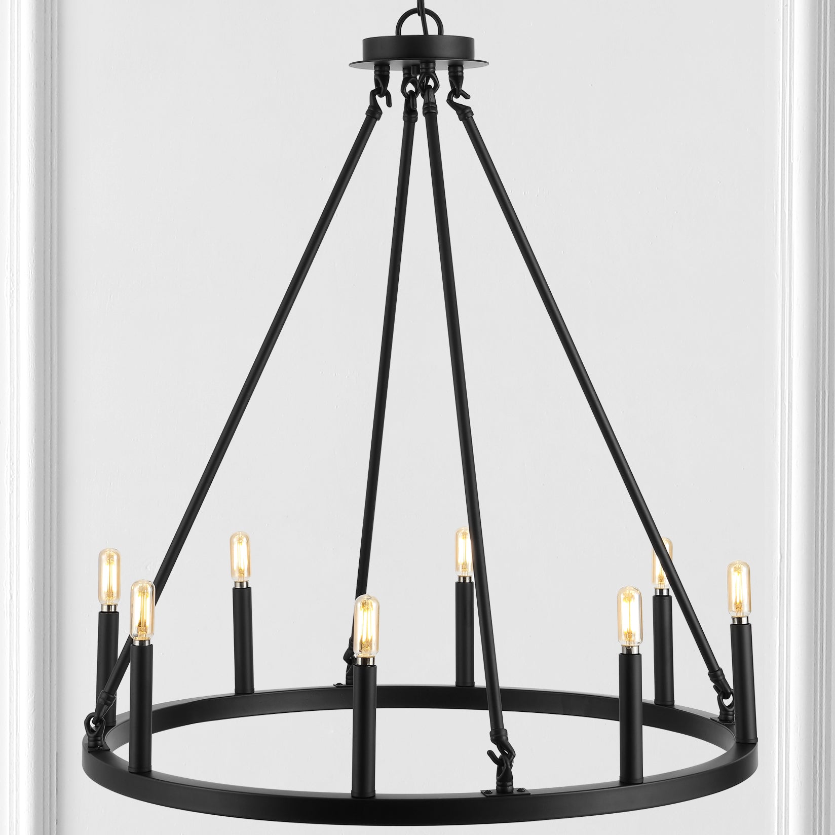 Oberto 8-Light Iron Rustic Farmhouse LED Chandelier