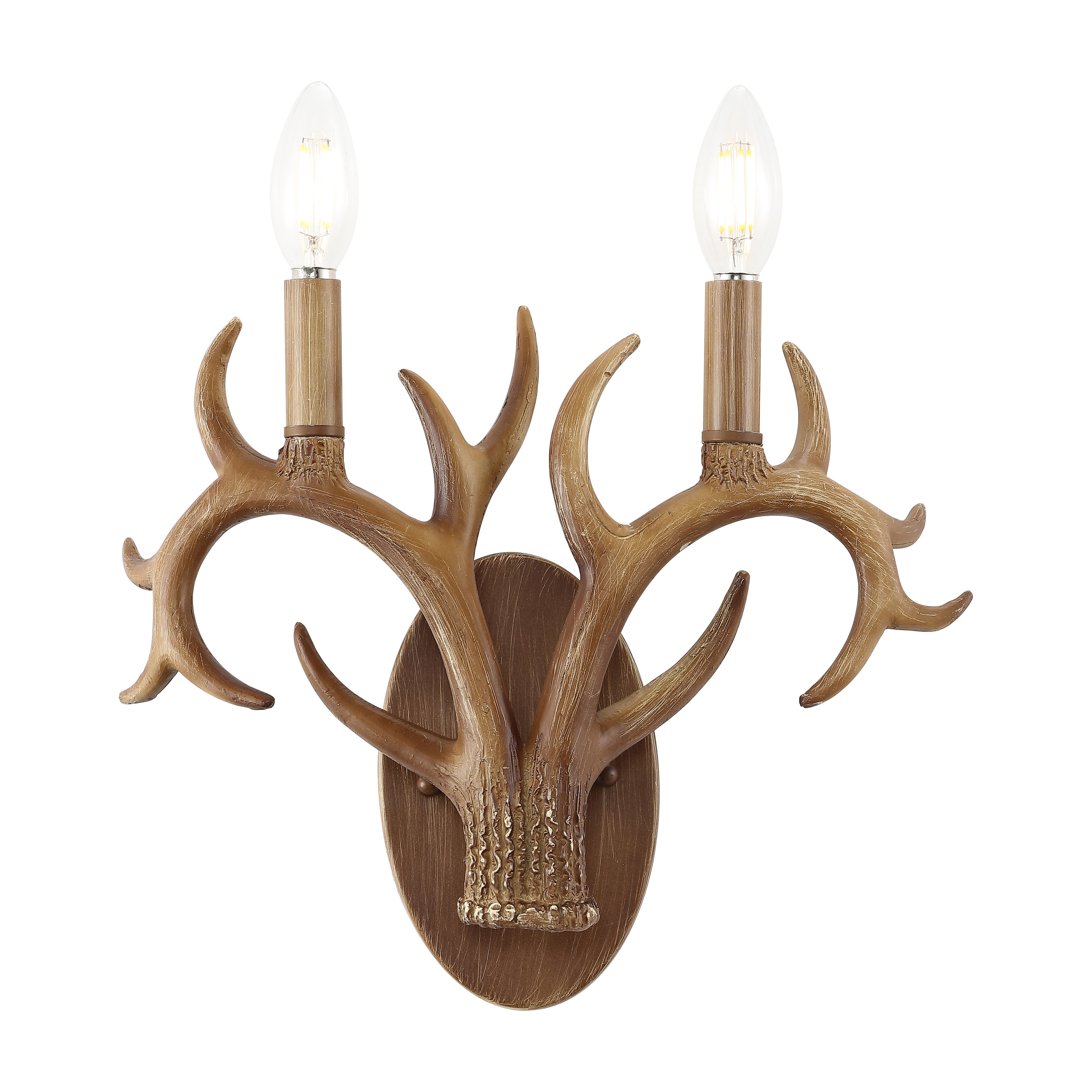 Oakley 2-Light Southwestern Bohemian Resin/Iron Faux Antler LED Sconce